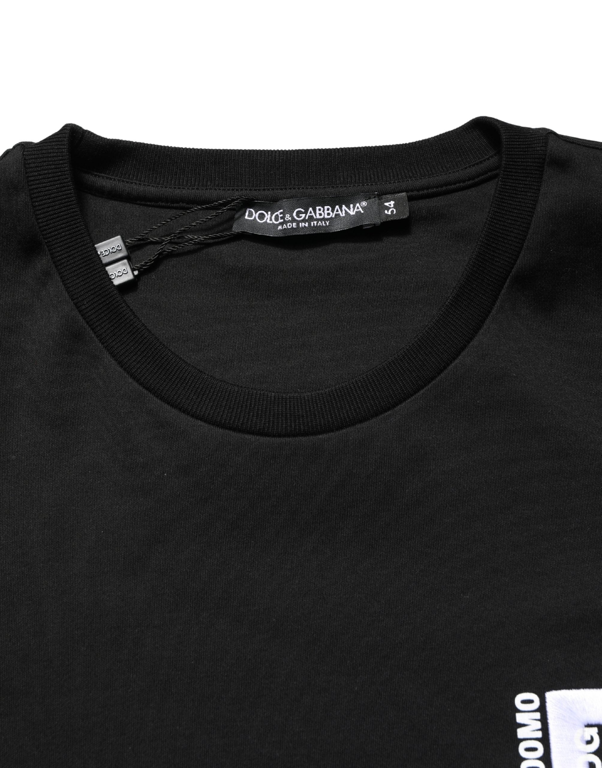 Dolce & Gabbana Black Logo Embroidered Men Crew Neck T-shirt Dolce & Gabbana