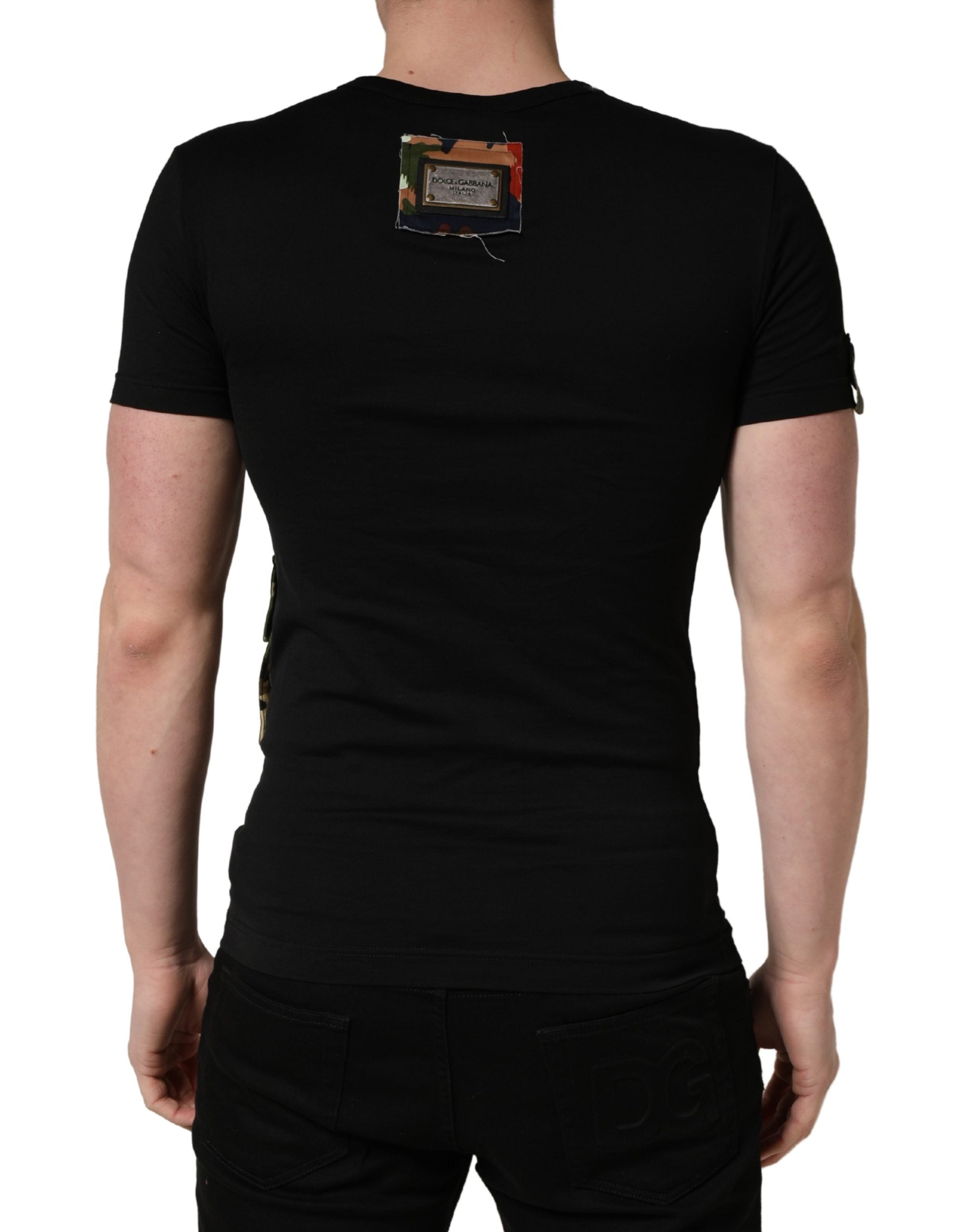 Dolce & Gabbana Black Italians Do It Better Camo Pocket Men T-shirt Dolce & Gabbana