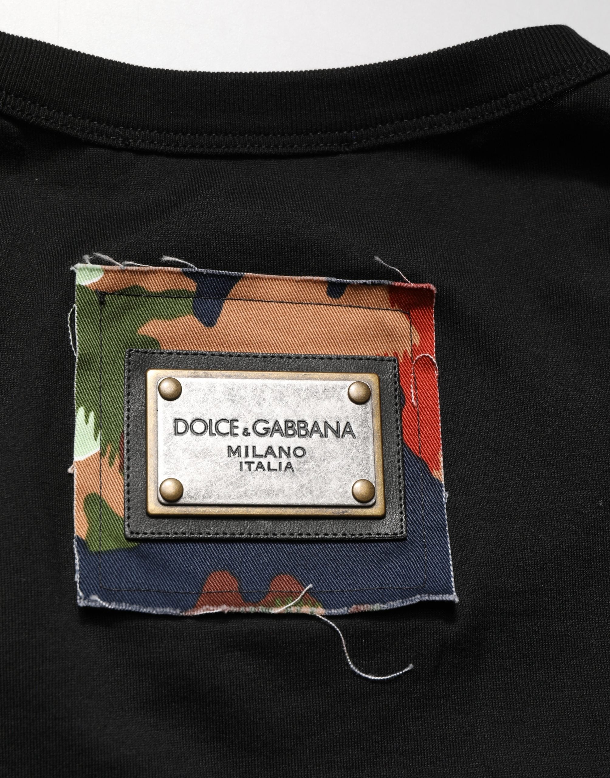 Dolce & Gabbana Black Italians Do It Better Camo Pocket Men T-shirt Dolce & Gabbana