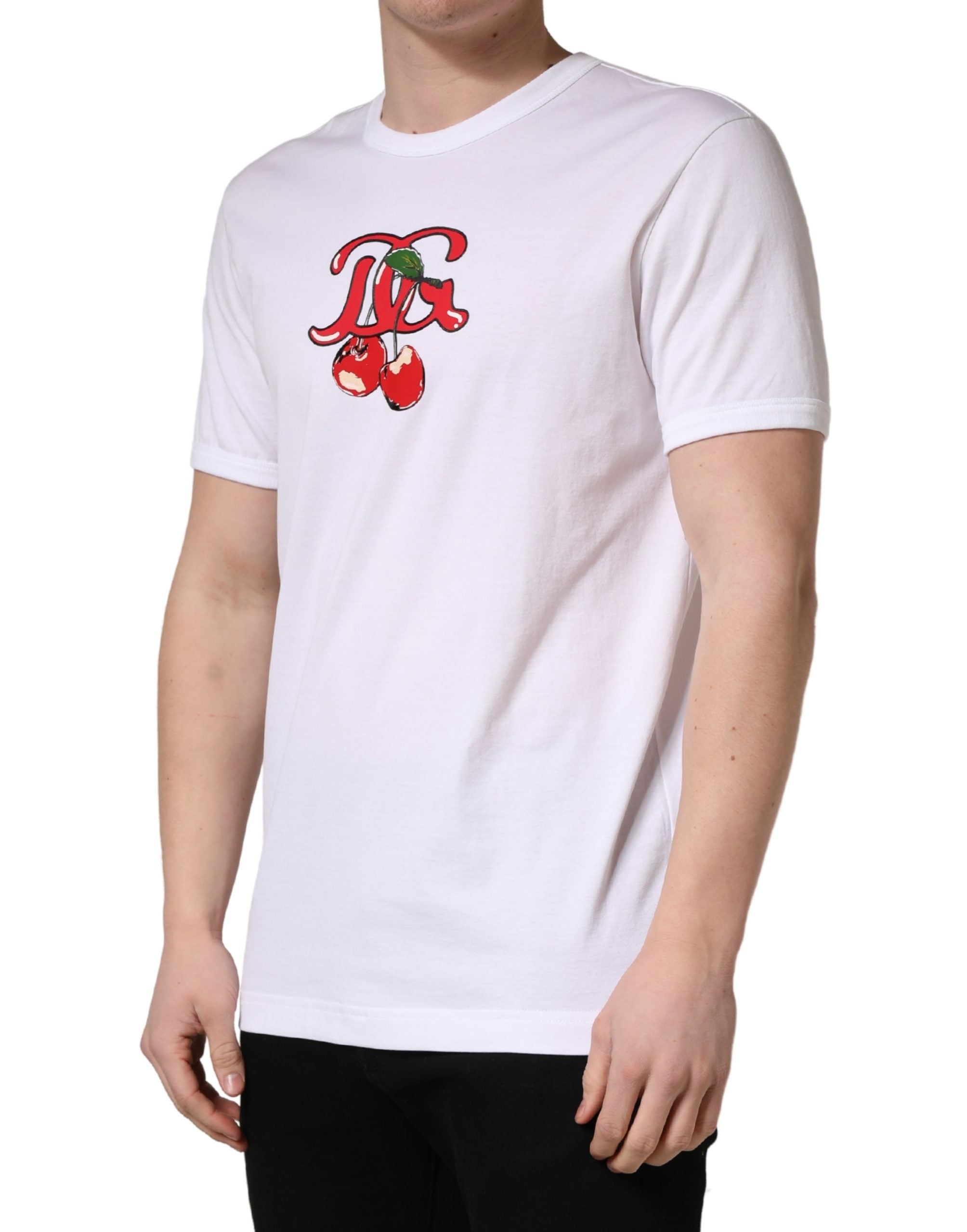 Dolce & Gabbana White DG Cherries Cotton Crew Neck  T-shirt Dolce & Gabbana