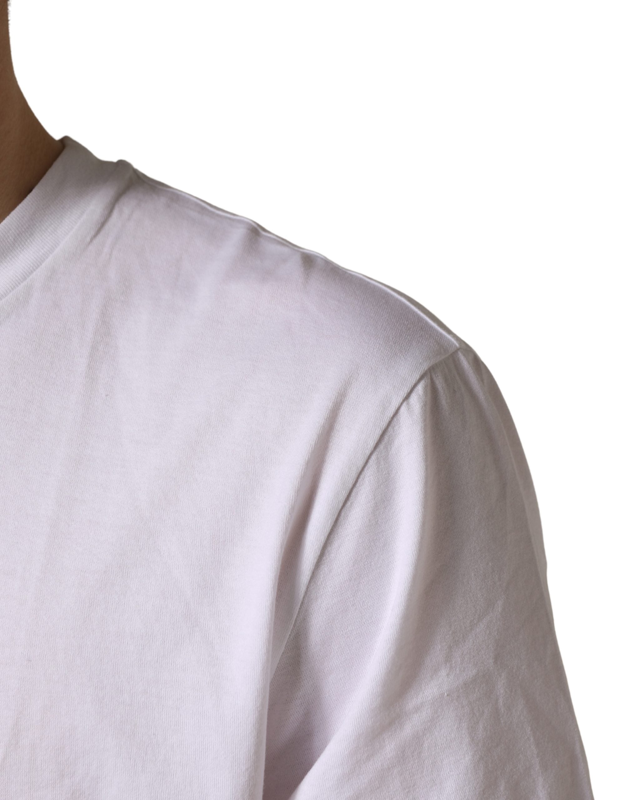 Dolce & Gabbana White Barcode Cotton Crew Neck Men T-shirt Dolce & Gabbana