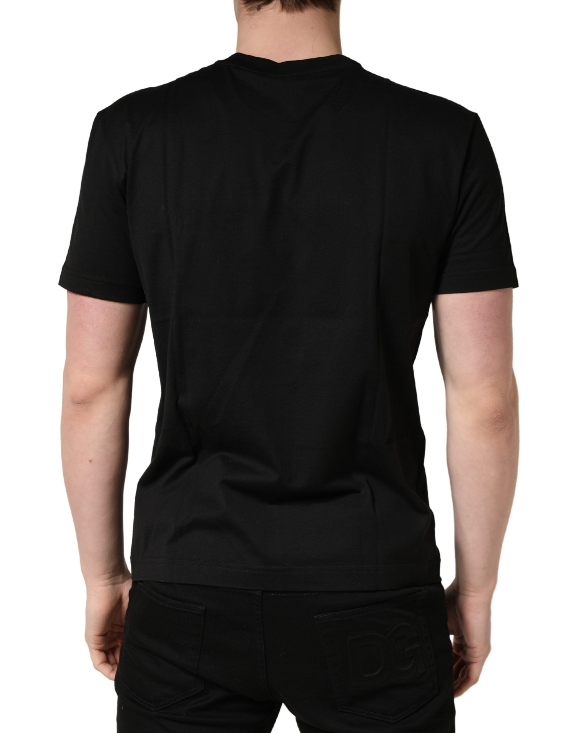 +39 MASQ Black Logo DG Print Cotton Crew Neck T-shirt +39 MASQ
