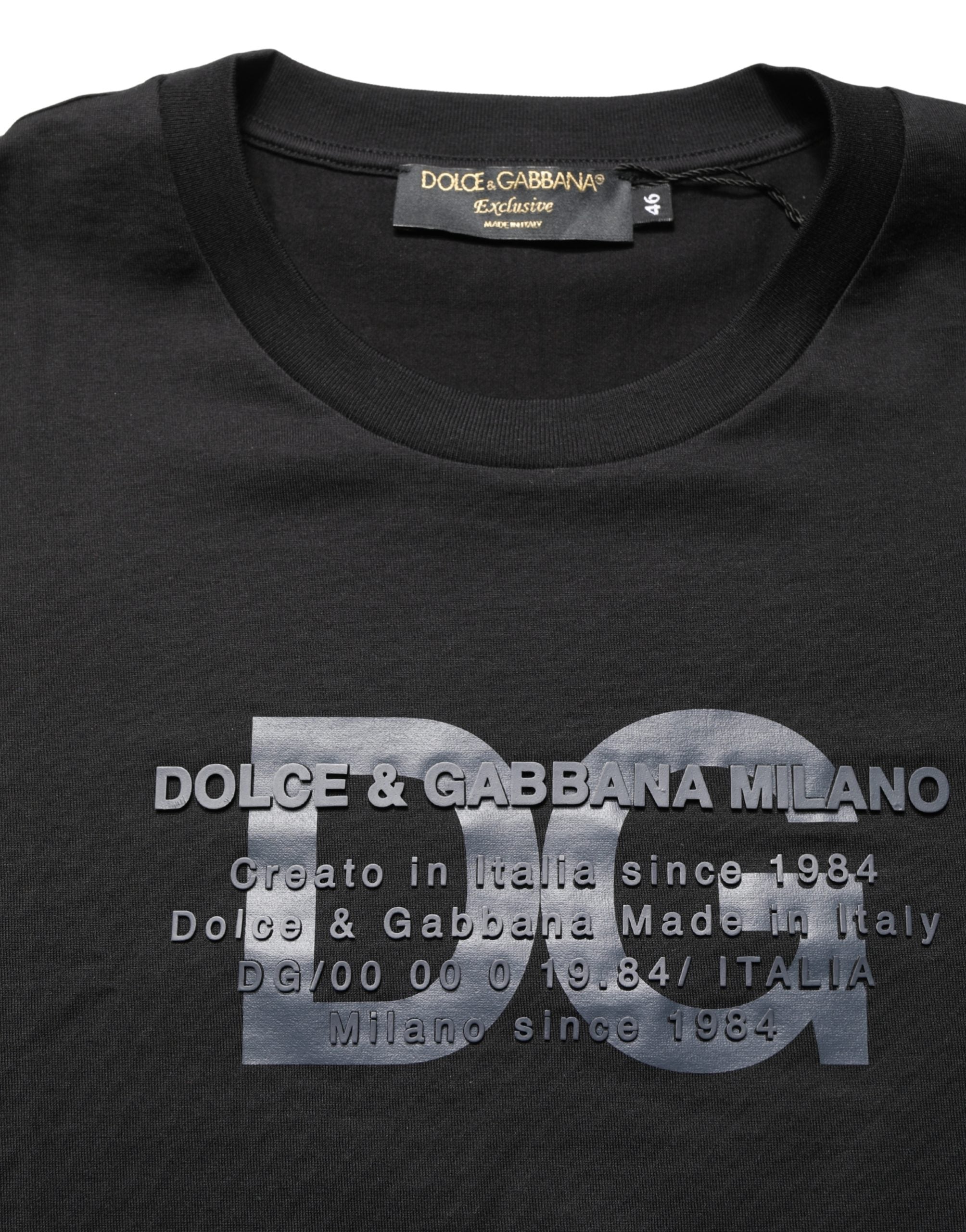 +39 MASQ Black Logo DG Print Cotton Crew Neck T-shirt +39 MASQ