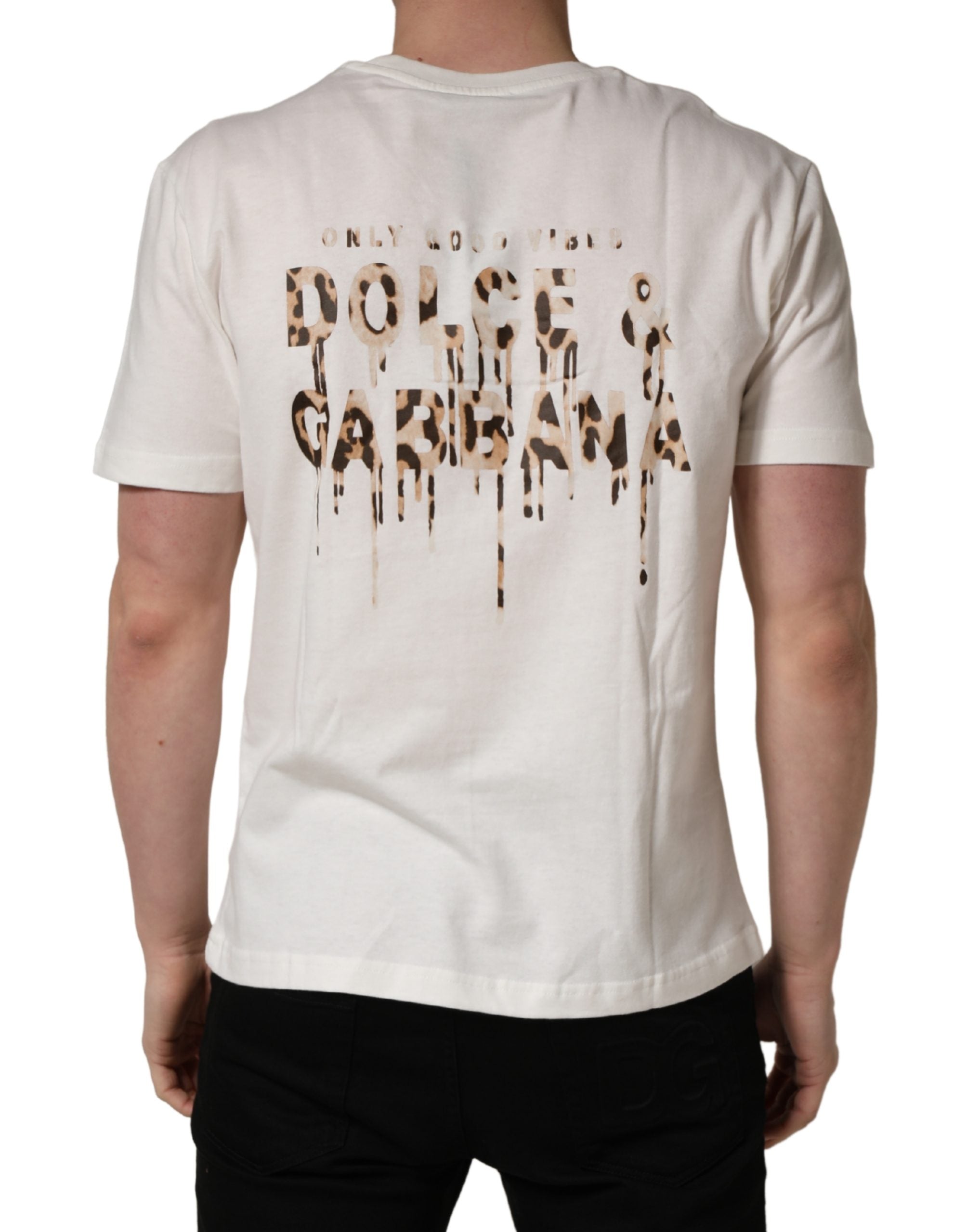 Dolce & Gabbana White Logo Patch Cotton Men Crew Neck  T-shirt Dolce & Gabbana