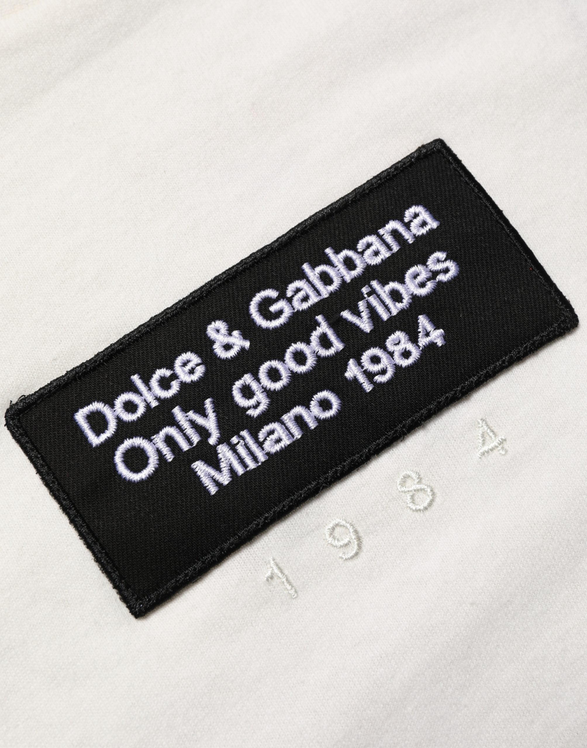 Dolce & Gabbana White Logo Patch Cotton Men Crew Neck  T-shirt Dolce & Gabbana
