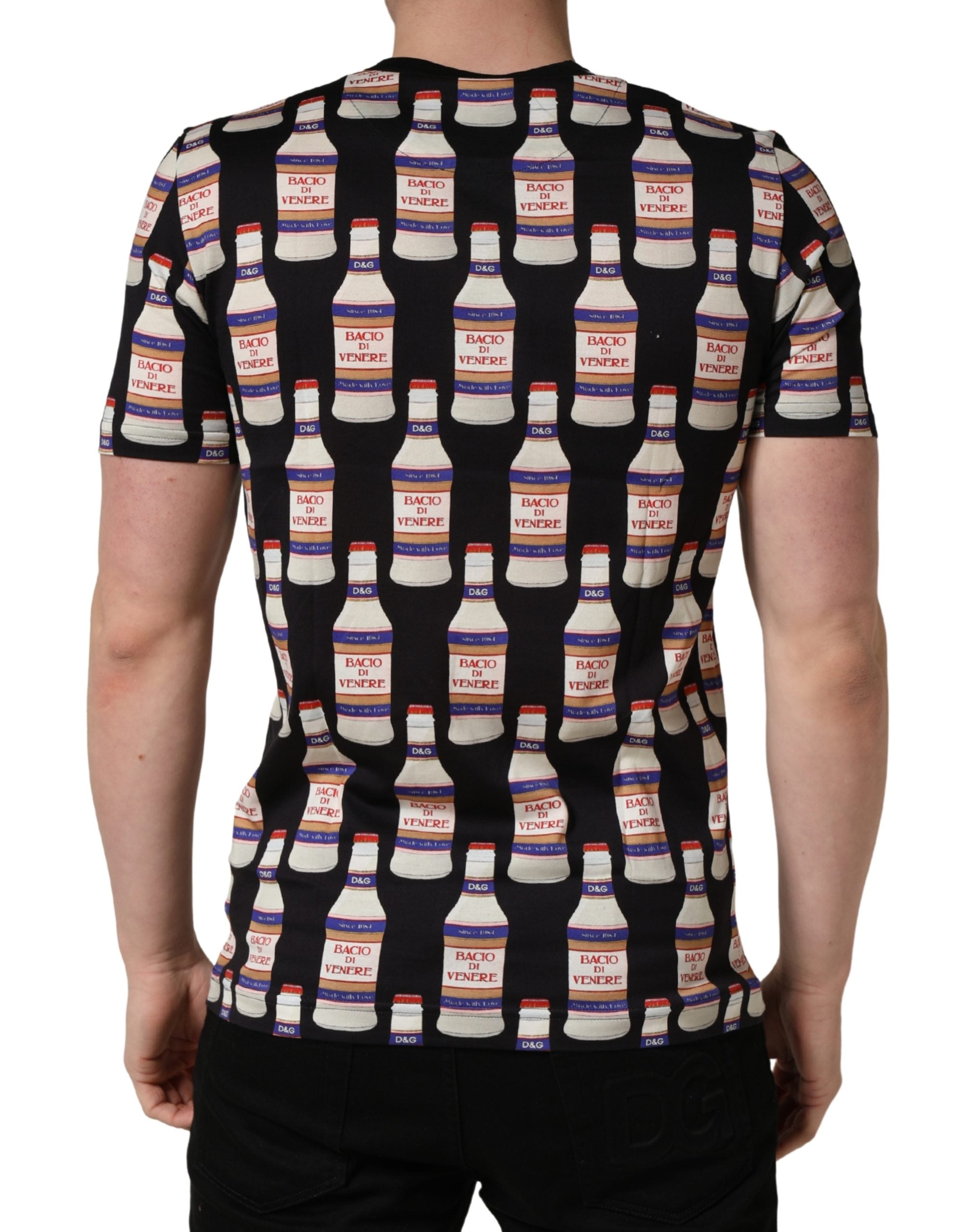 Dolce & Gabbana Black Bottle Print Cotton Crew Neck  T-shirt Dolce & Gabbana