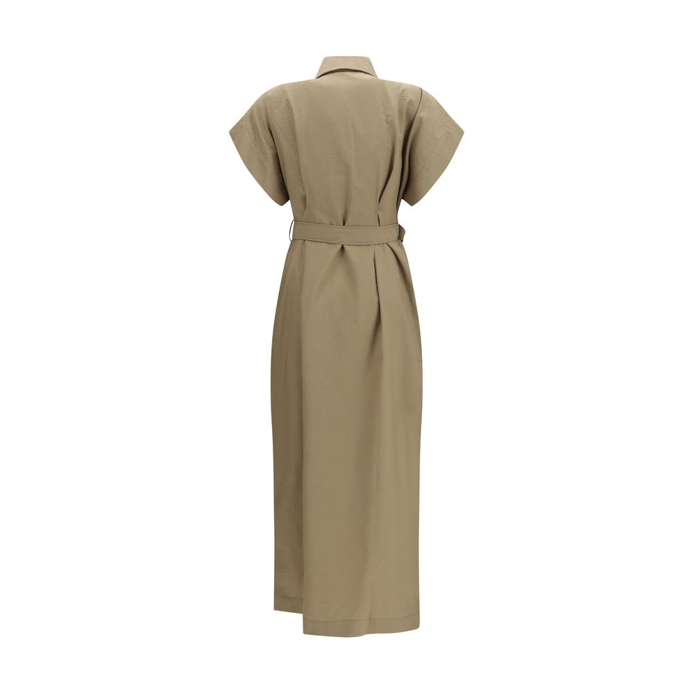 Brunello Cucinelli Beige Cotton Casual Dress Brunello Cucinelli