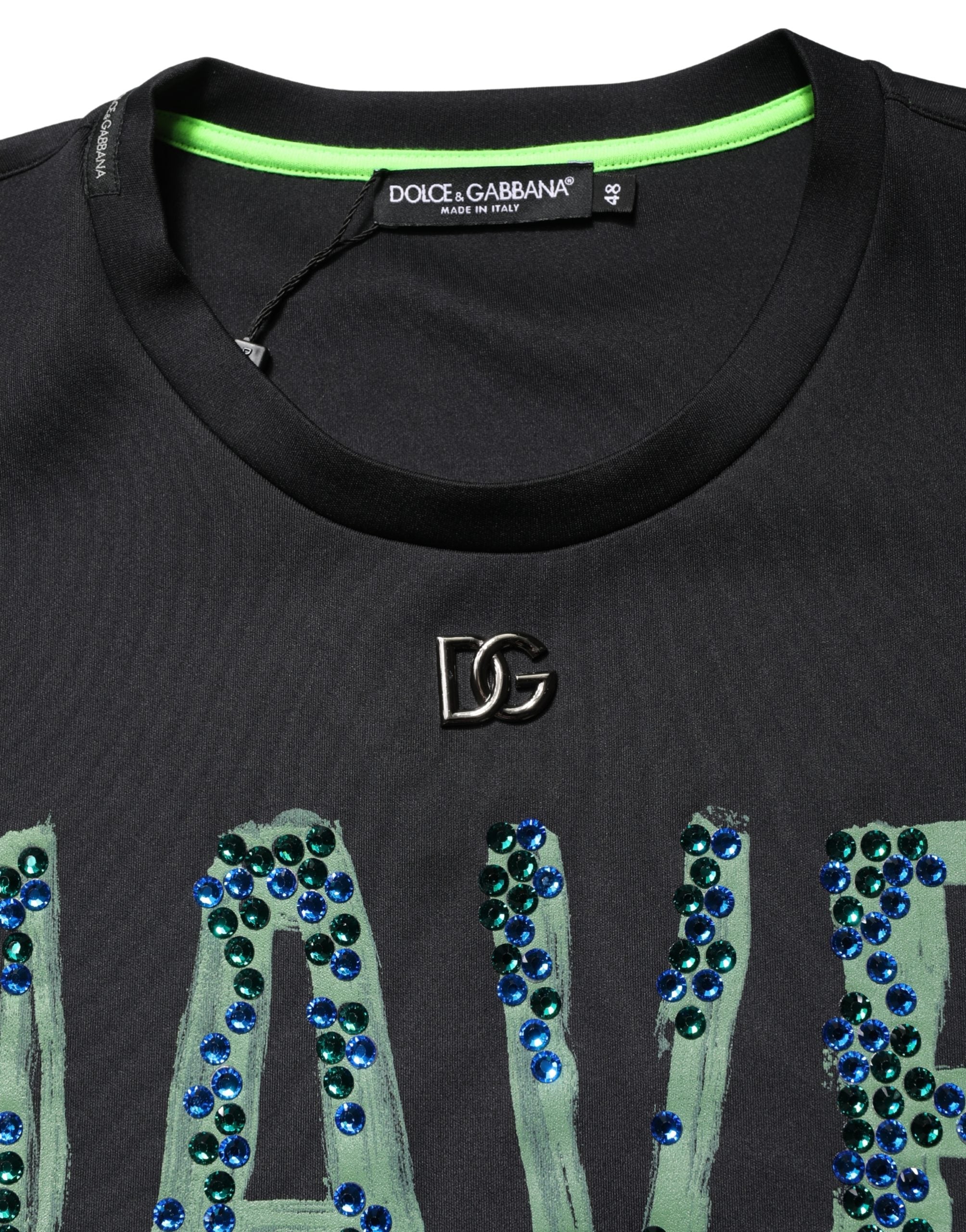 Dolce & Gabbana Black Have Fun Embellished Crew Neck T-shirt Dolce & Gabbana