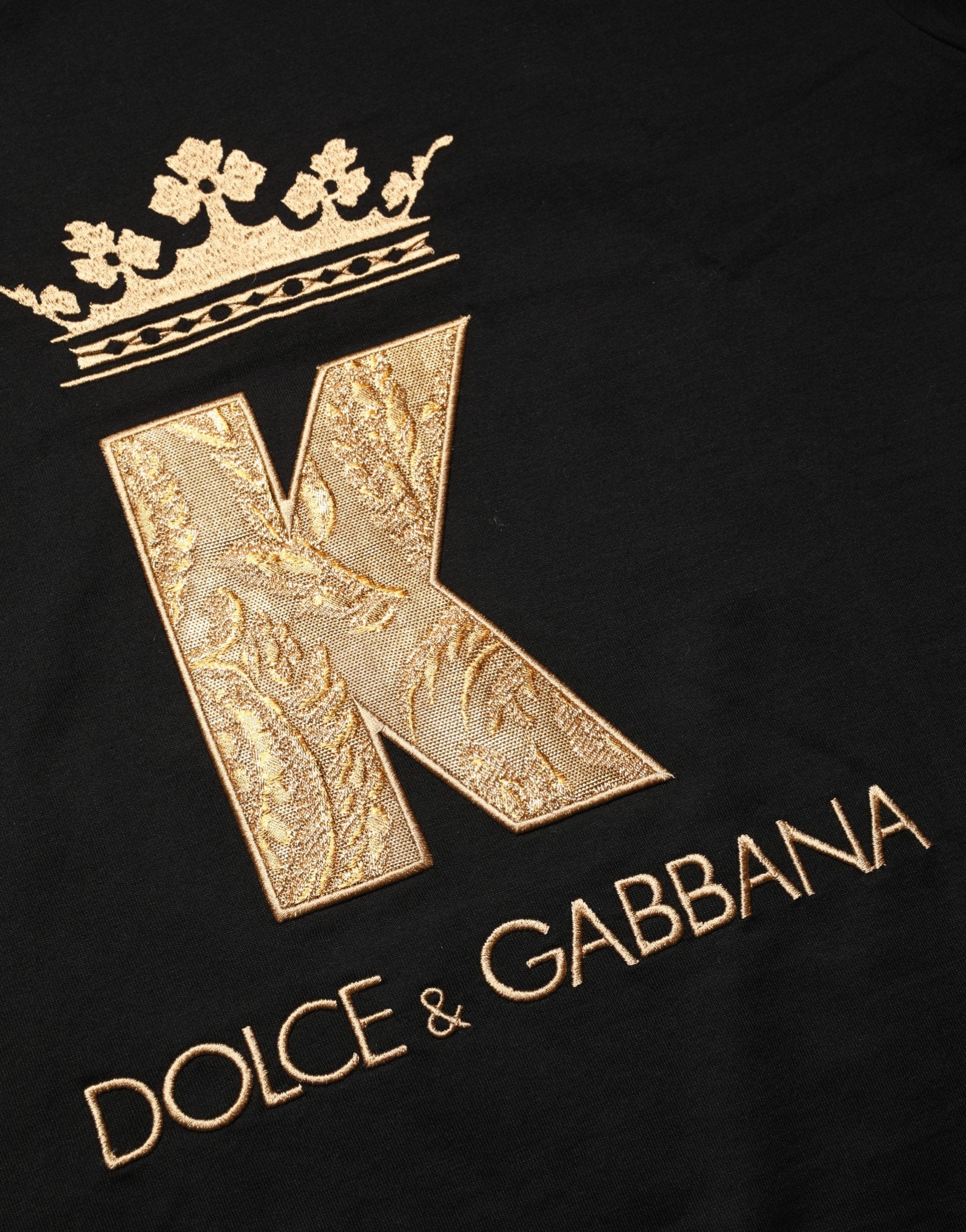 Dolce & Gabbana Black King Patch Cotton Men CrewNeck T-shirt Dolce & Gabbana