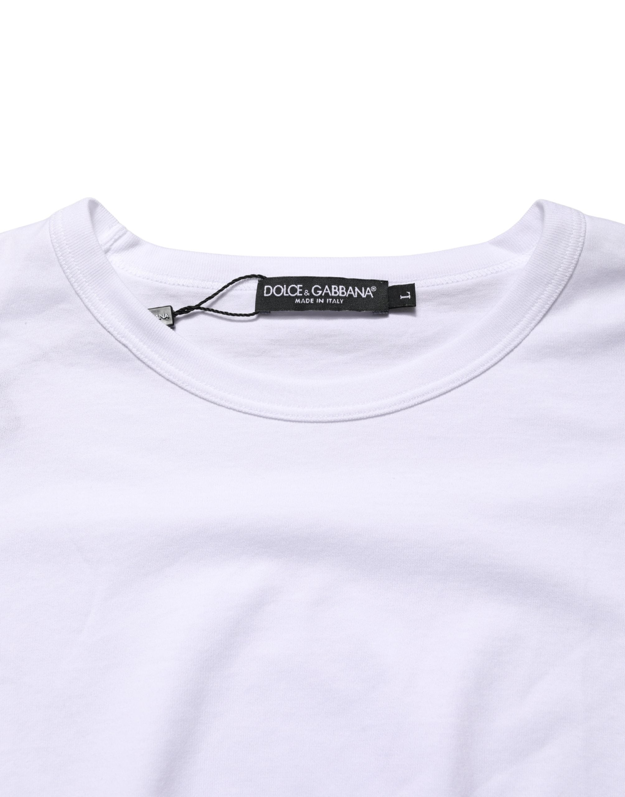 Dolce & Gabbana White Cotton Short Sleeves Crew Neck T-shirt Dolce & Gabbana