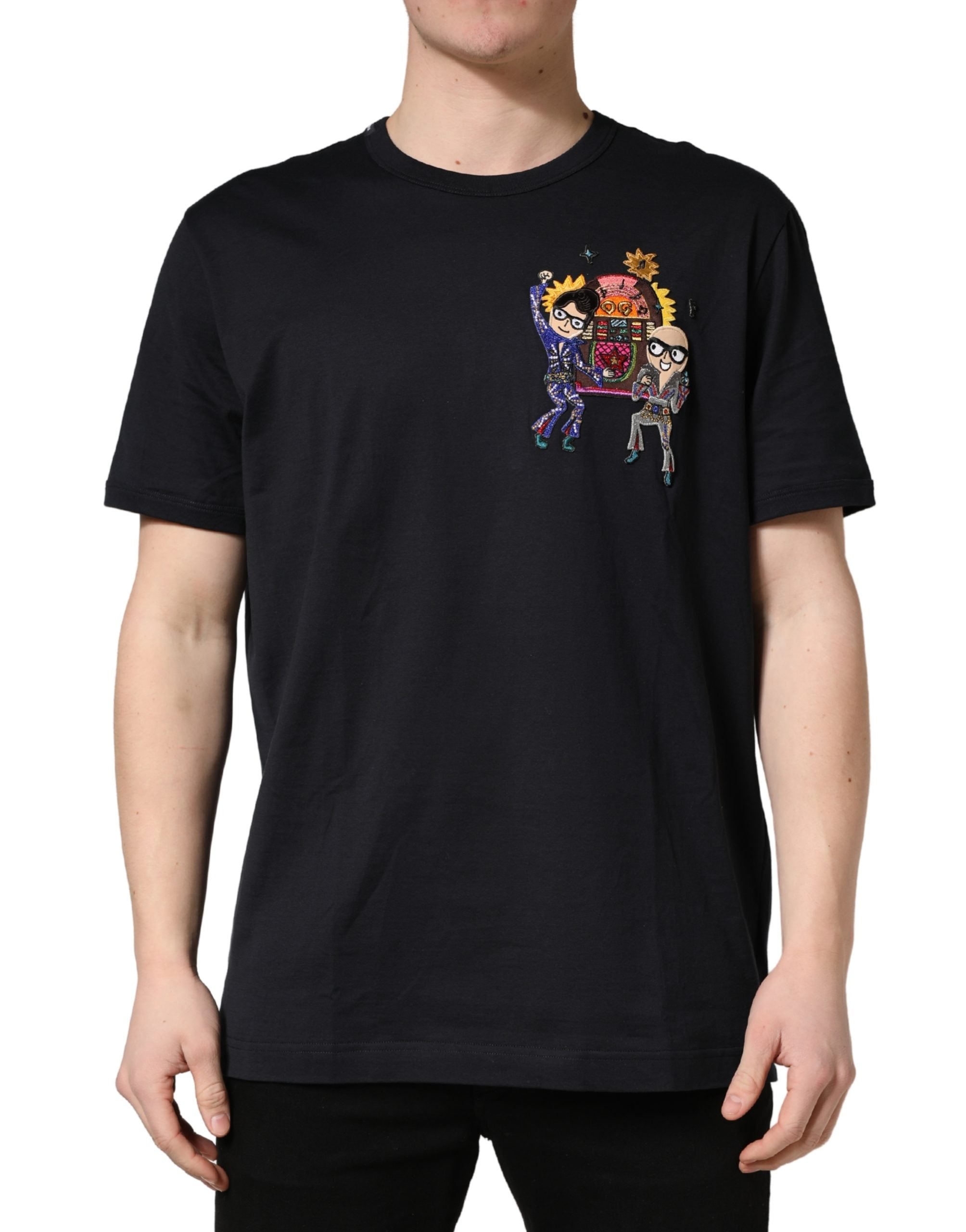 Dolce & Gabbana Black #DGFAMILY Patch Men Crew Neck T-shirt Dolce & Gabbana