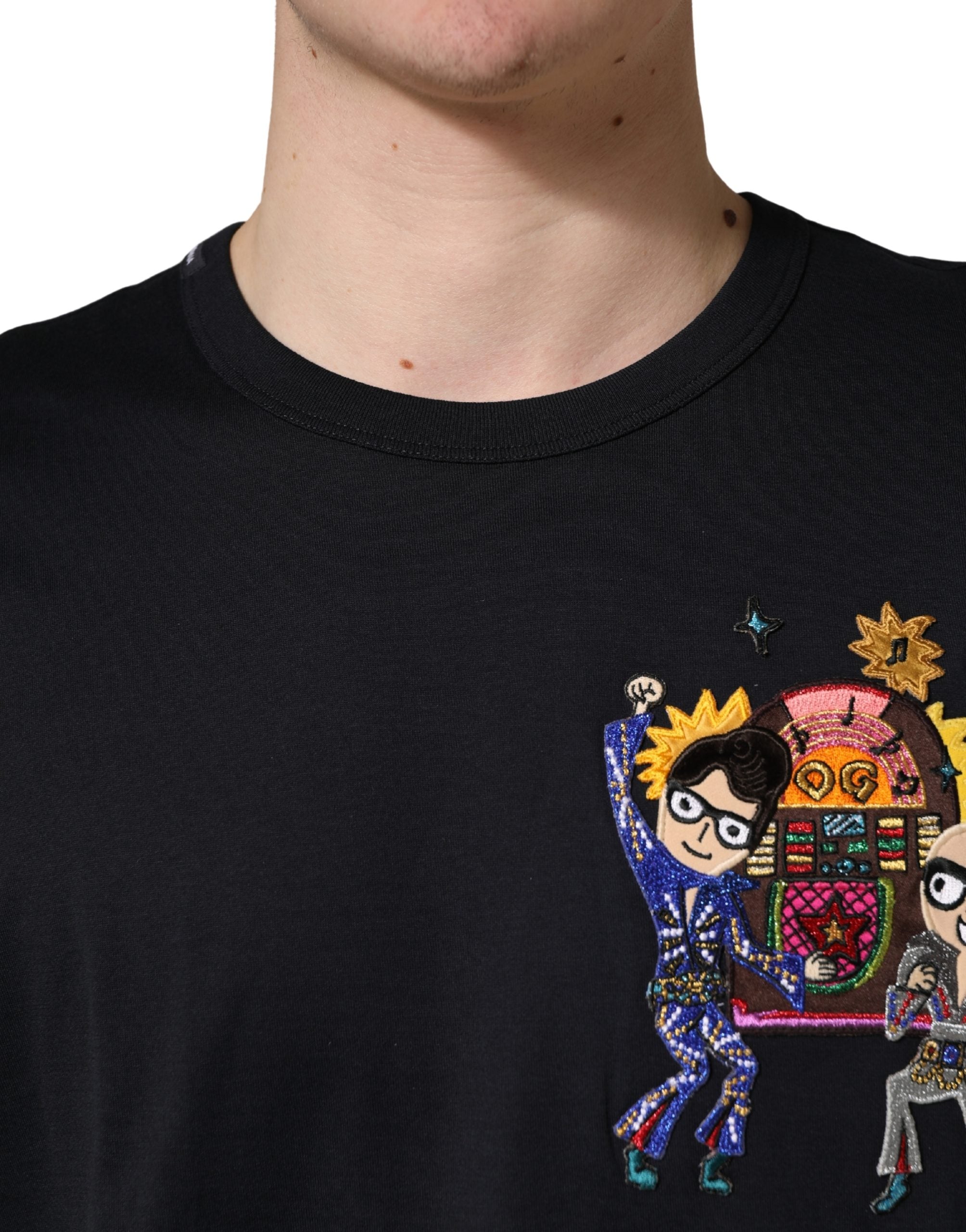 Dolce & Gabbana Black #DGFAMILY Patch Men Crew Neck T-shirt Dolce & Gabbana