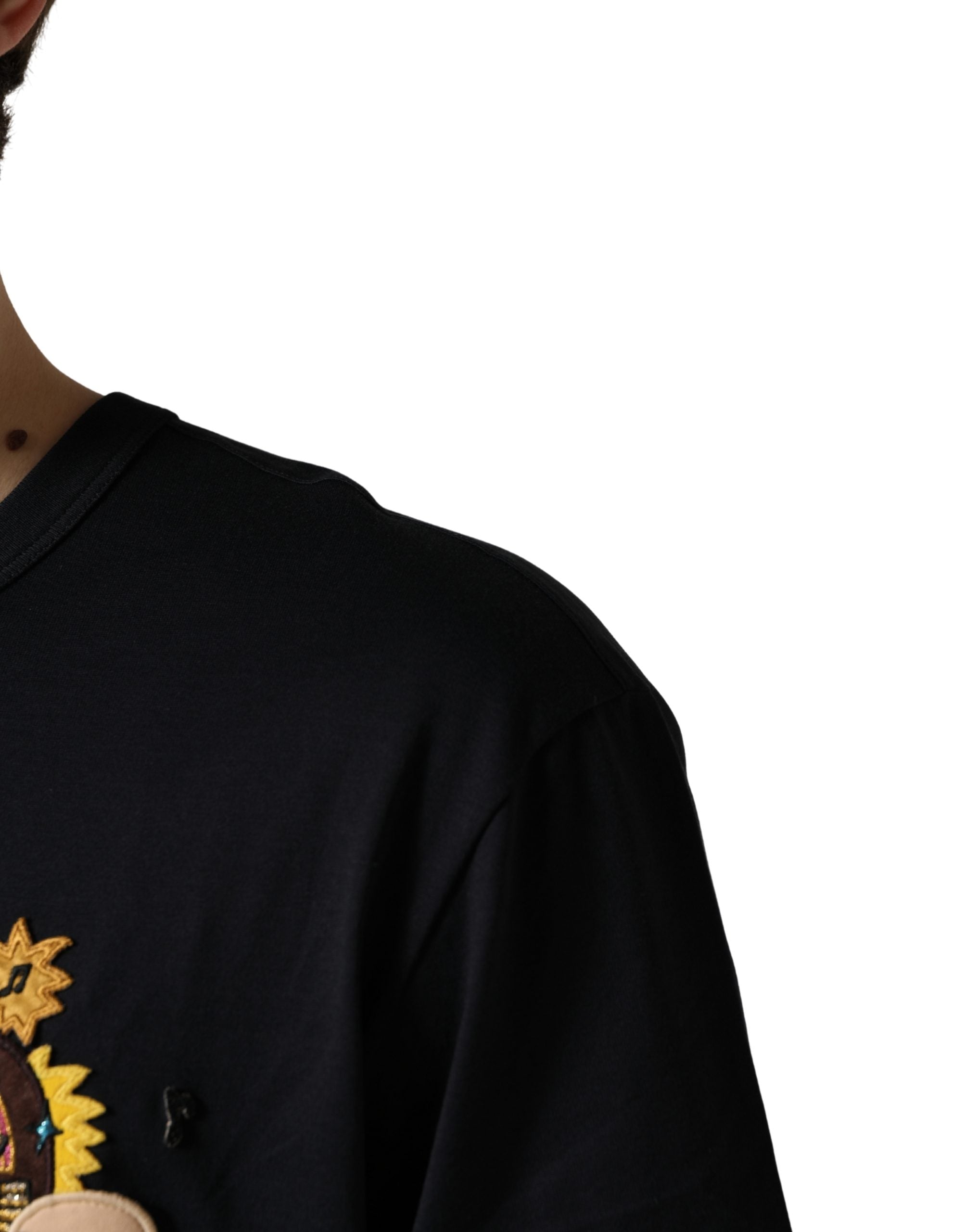 Dolce & Gabbana Black #DGFAMILY Patch Men Crew Neck T-shirt Dolce & Gabbana