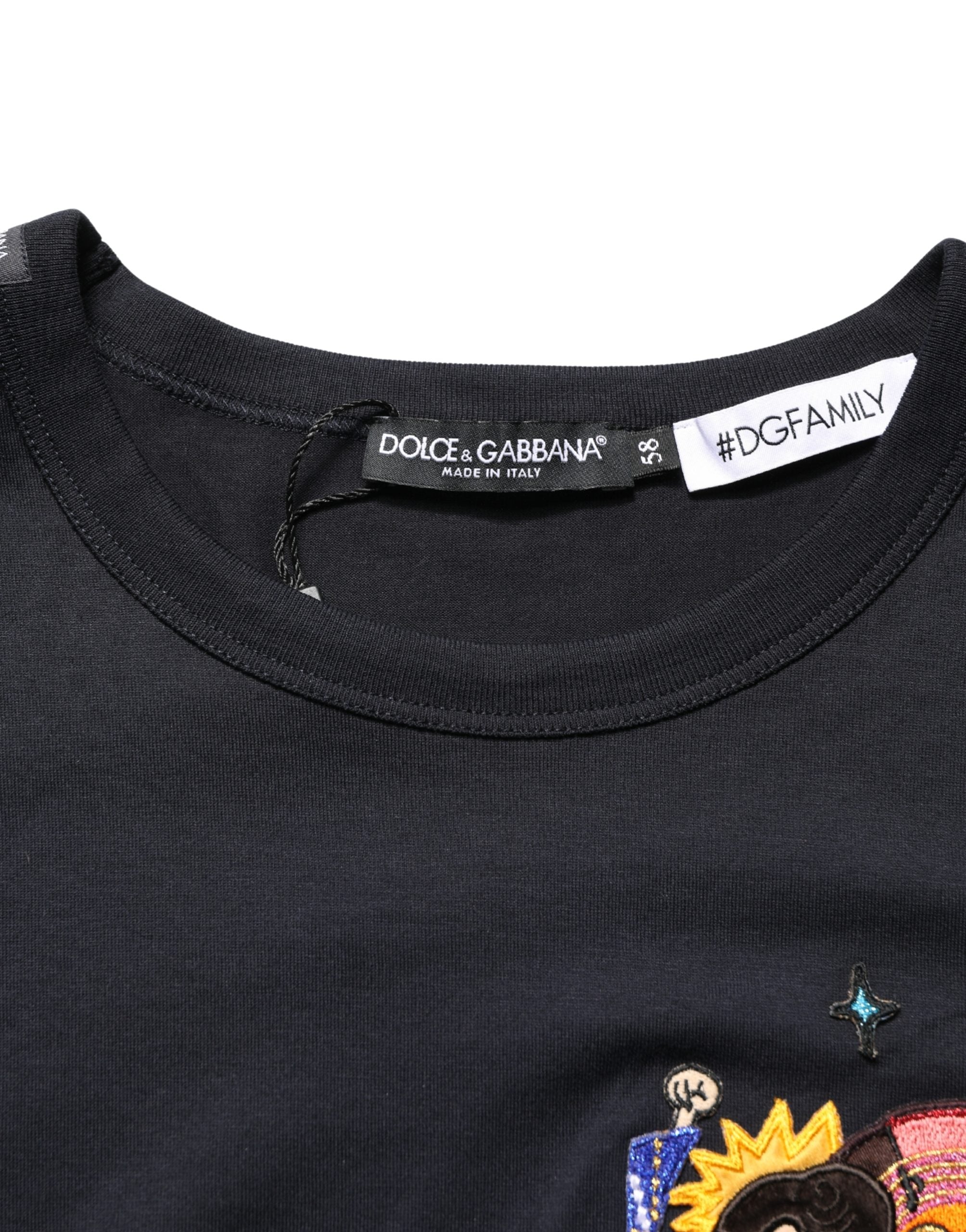 Dolce & Gabbana Black #DGFAMILY Patch Men Crew Neck T-shirt Dolce & Gabbana