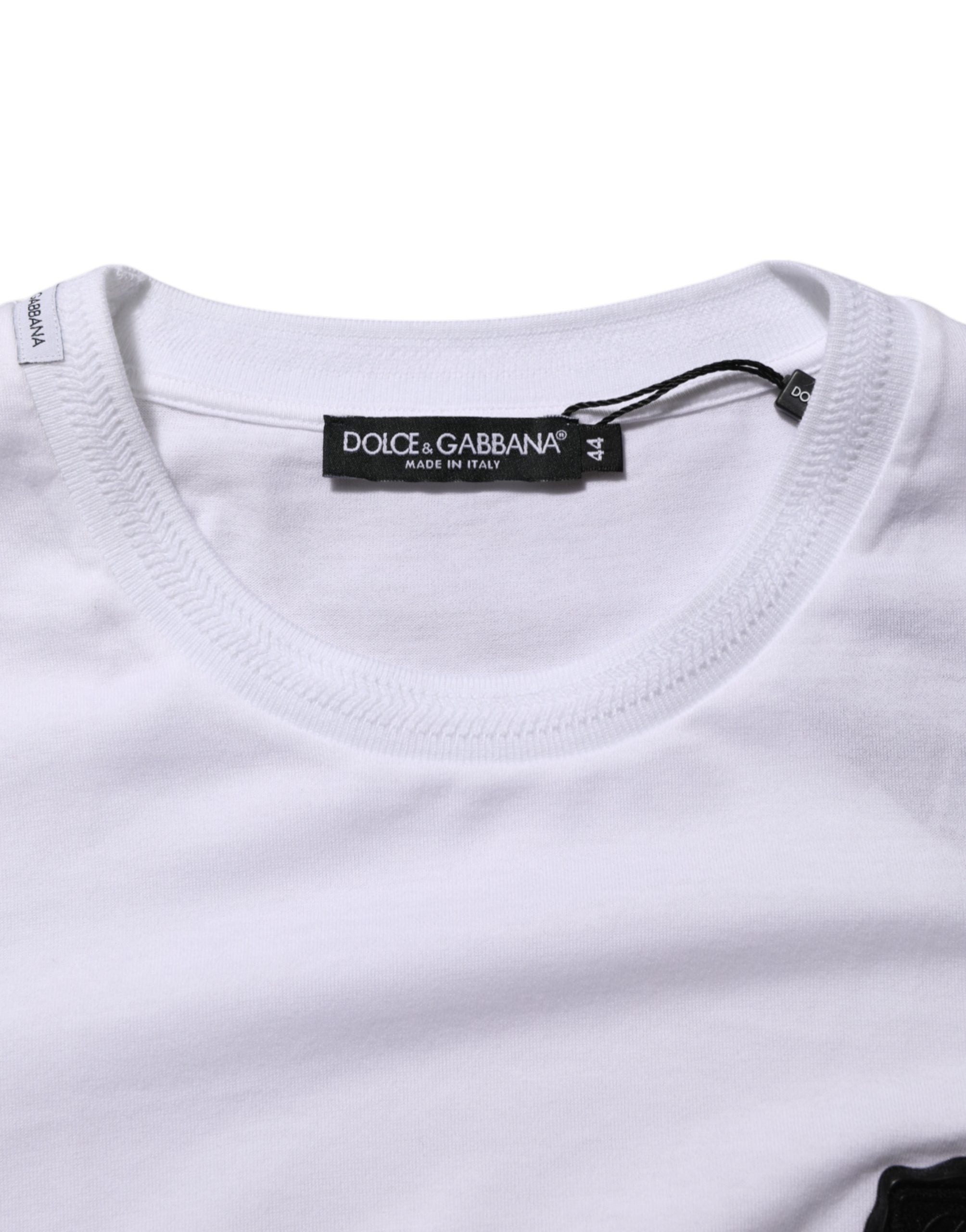 Dolce & Gabbana White Logo Patch Cotton Crew Neck T-shirt Dolce & Gabbana