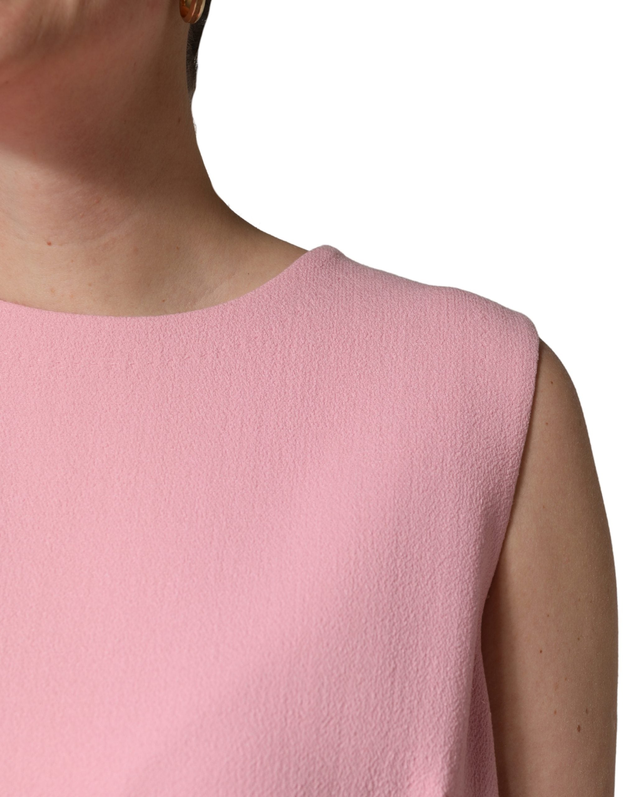 Dolce & Gabbana Pink Blue Wool Sleeveless Shift Mini  Dress Dolce & Gabbana