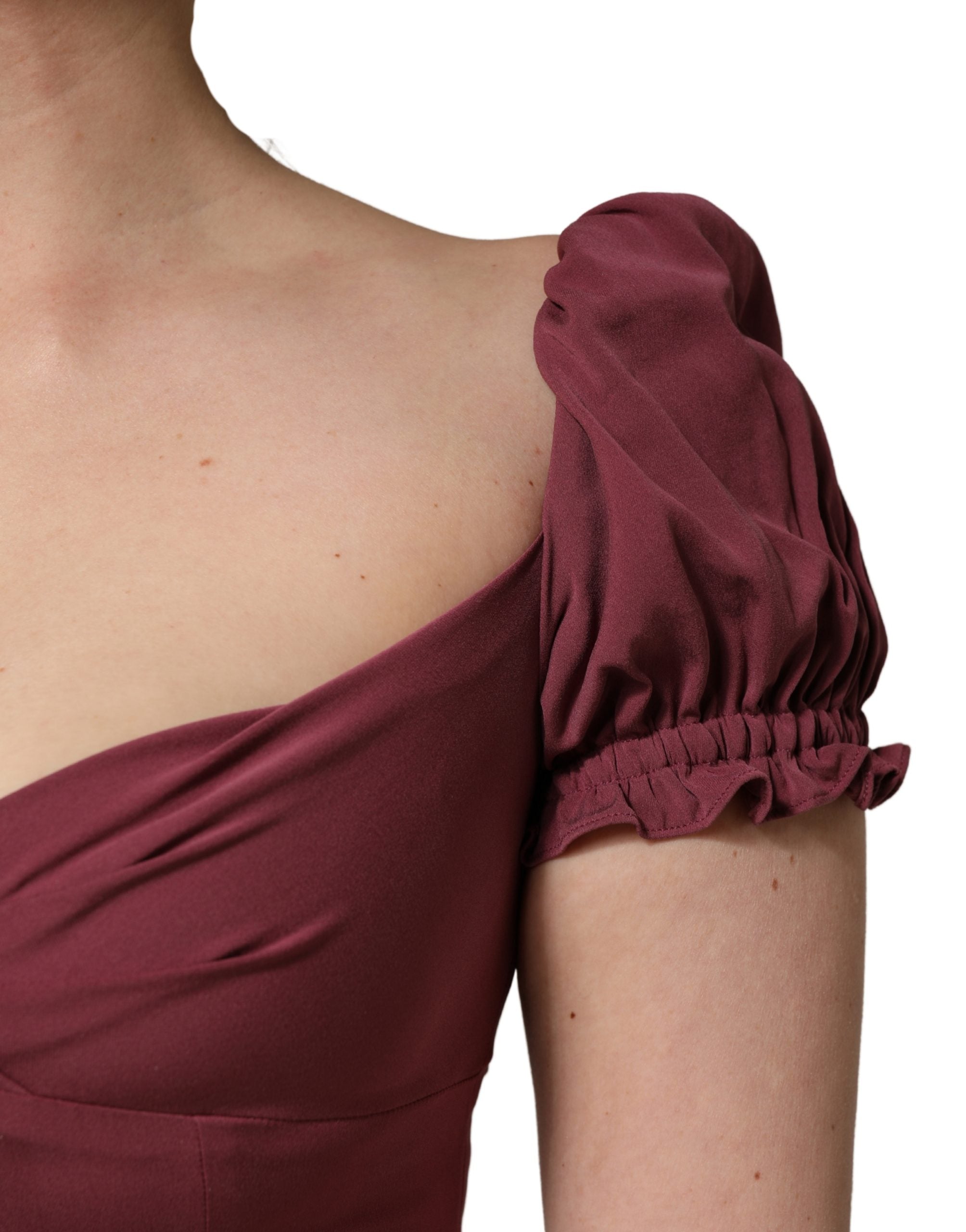 Dolce & Gabbana Maroon Silk Sweetheart Sheath Midi Dress Dolce & Gabbana