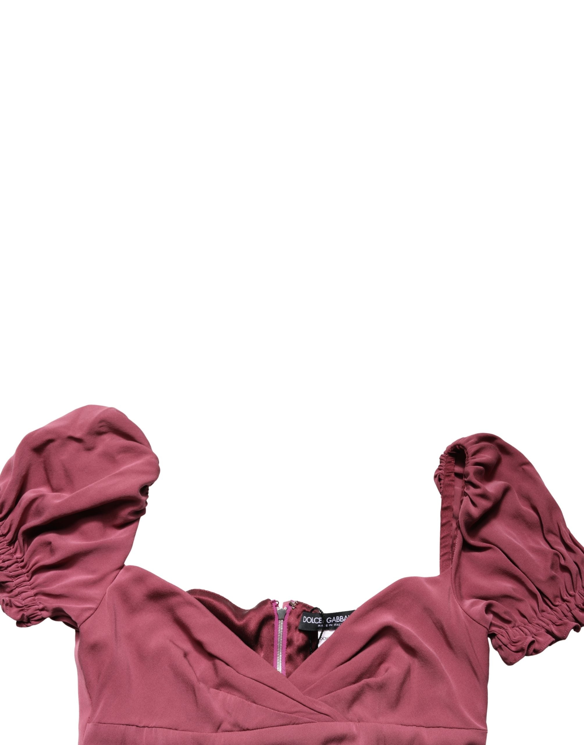 Dolce & Gabbana Maroon Silk Sweetheart Sheath Midi Dress Dolce & Gabbana