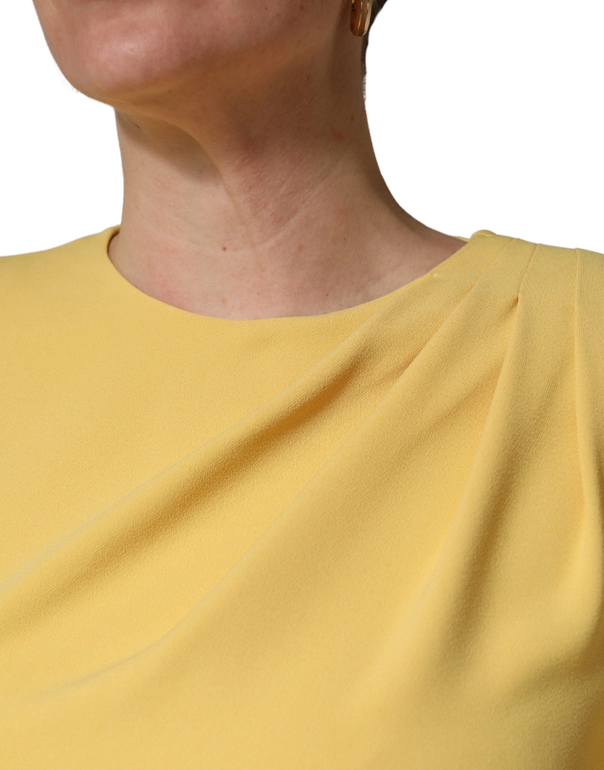 Dolce & Gabbana Yellow Silk Long Sleeves Sheath Midi Dress Dolce & Gabbana