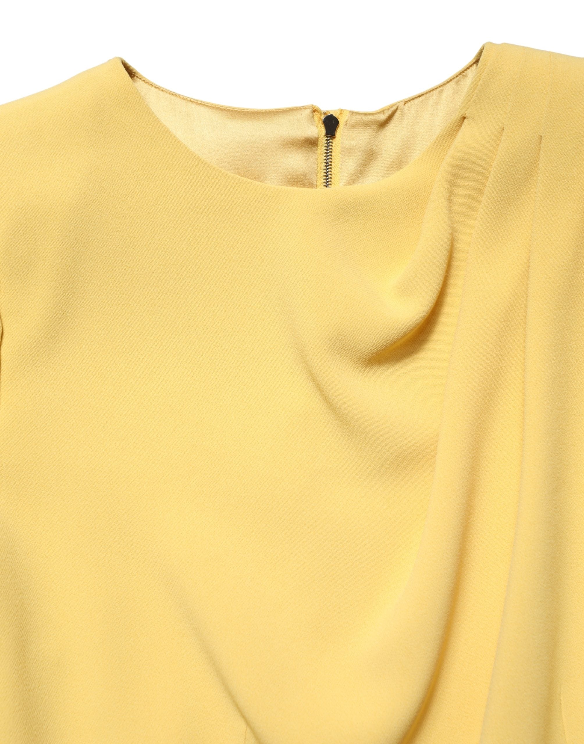 Dolce & Gabbana Yellow Silk Long Sleeves Sheath Midi Dress Dolce & Gabbana