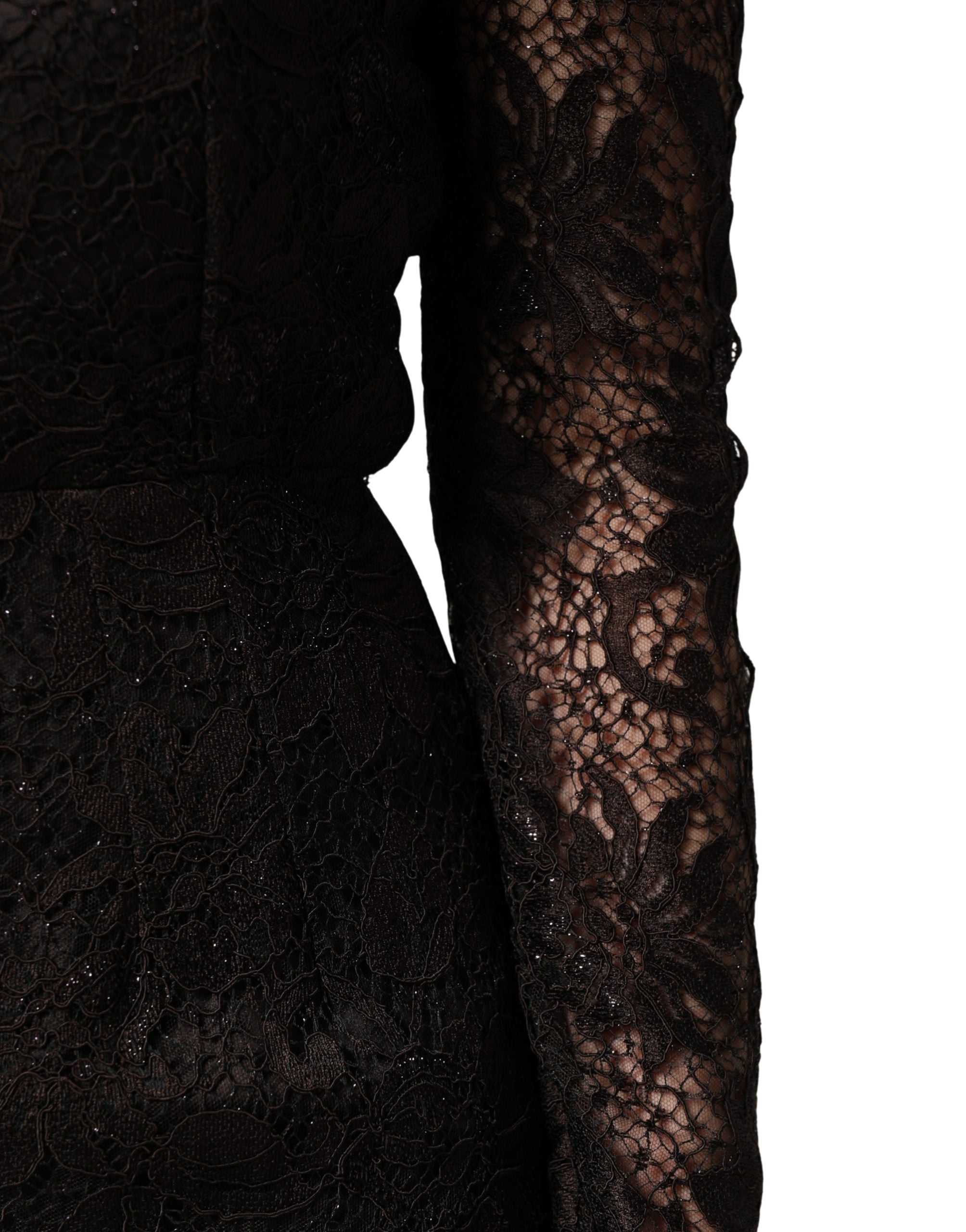 Dolce & Gabbana Black Floral Lace Sheath Long Maxi Dress Dolce & Gabbana
