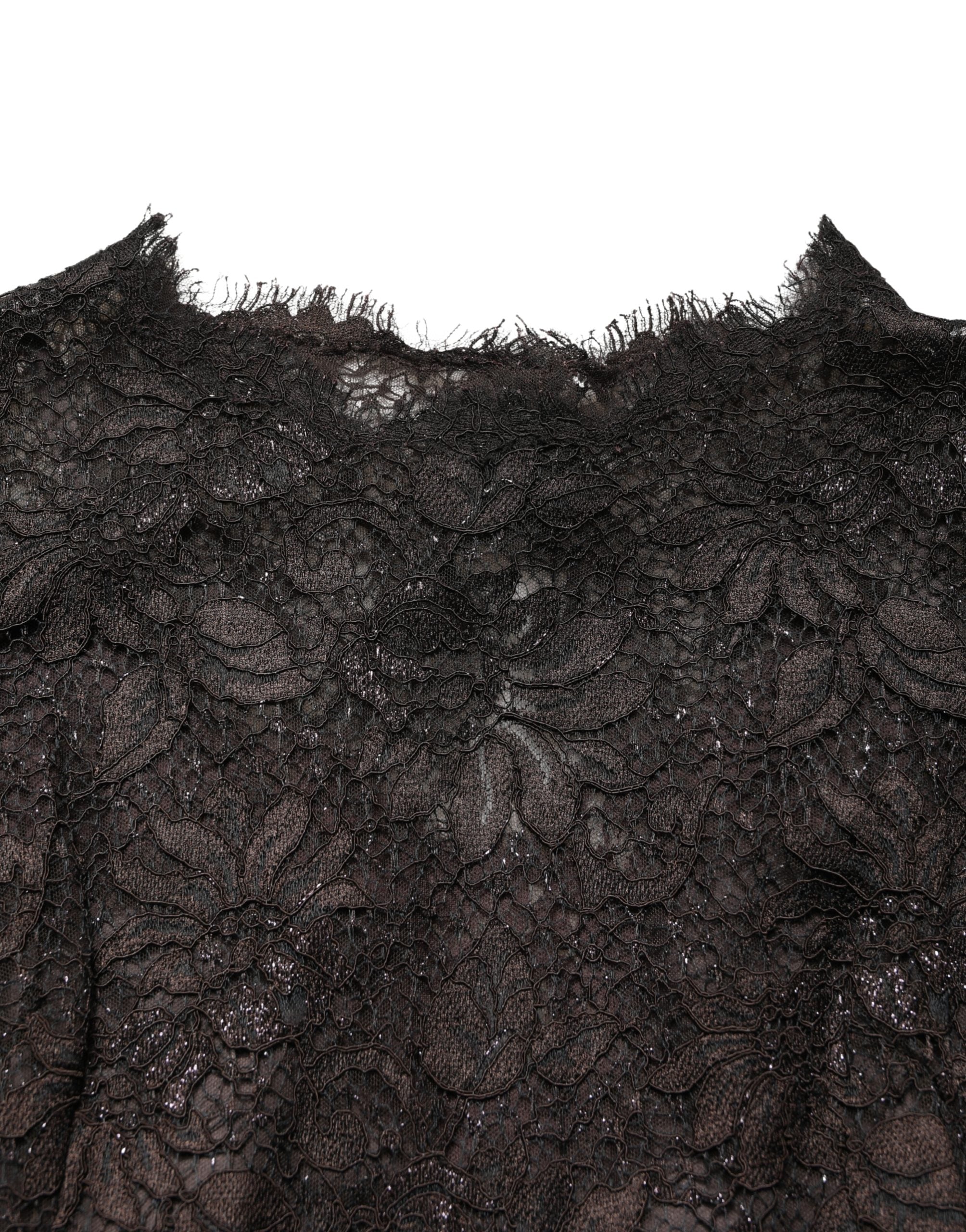 Dolce & Gabbana Black Floral Lace Sheath Long Maxi Dress Dolce & Gabbana