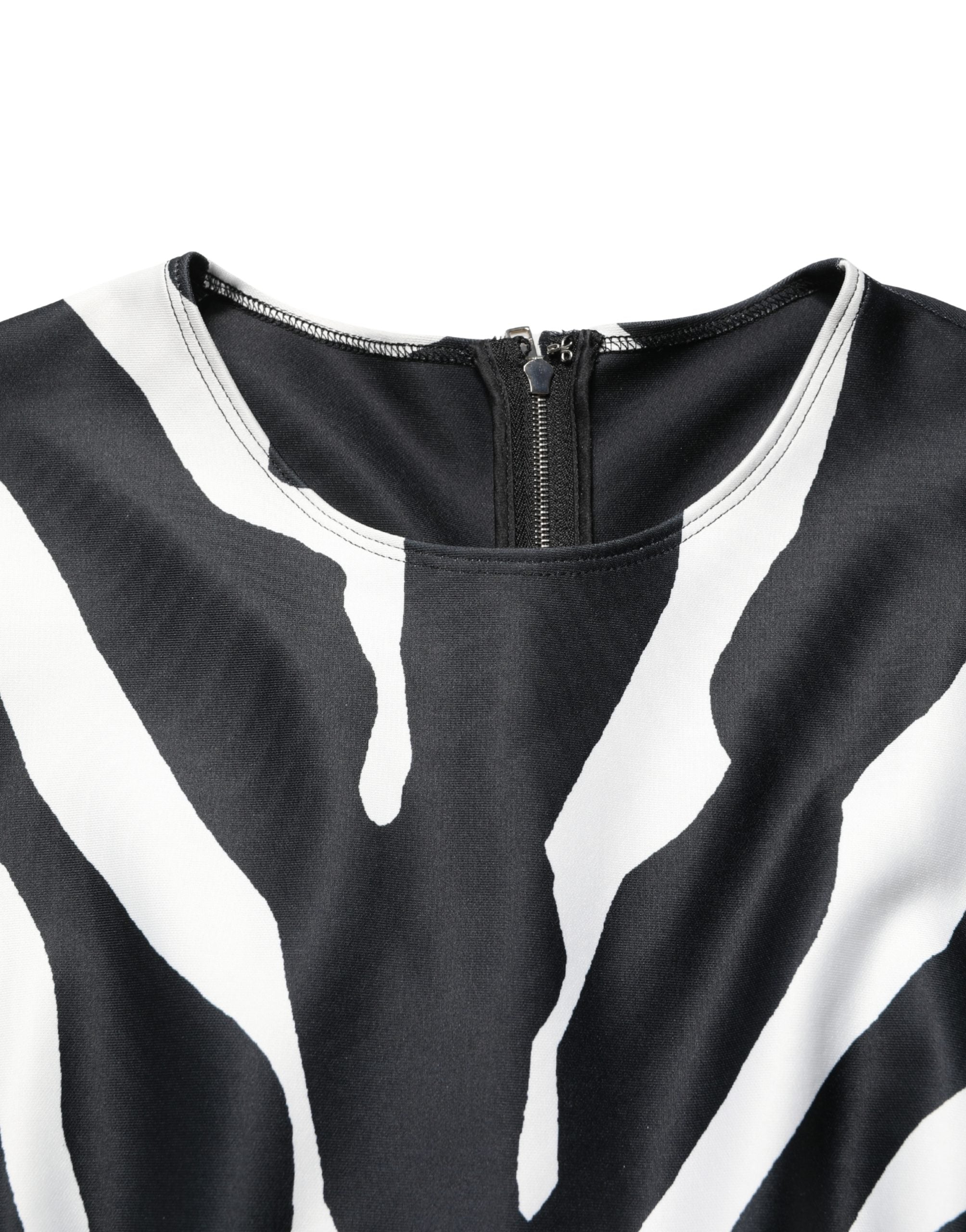 Dolce & Gabbana Black White Polyester Zebra Pattern Jumpsuit Dolce & Gabbana