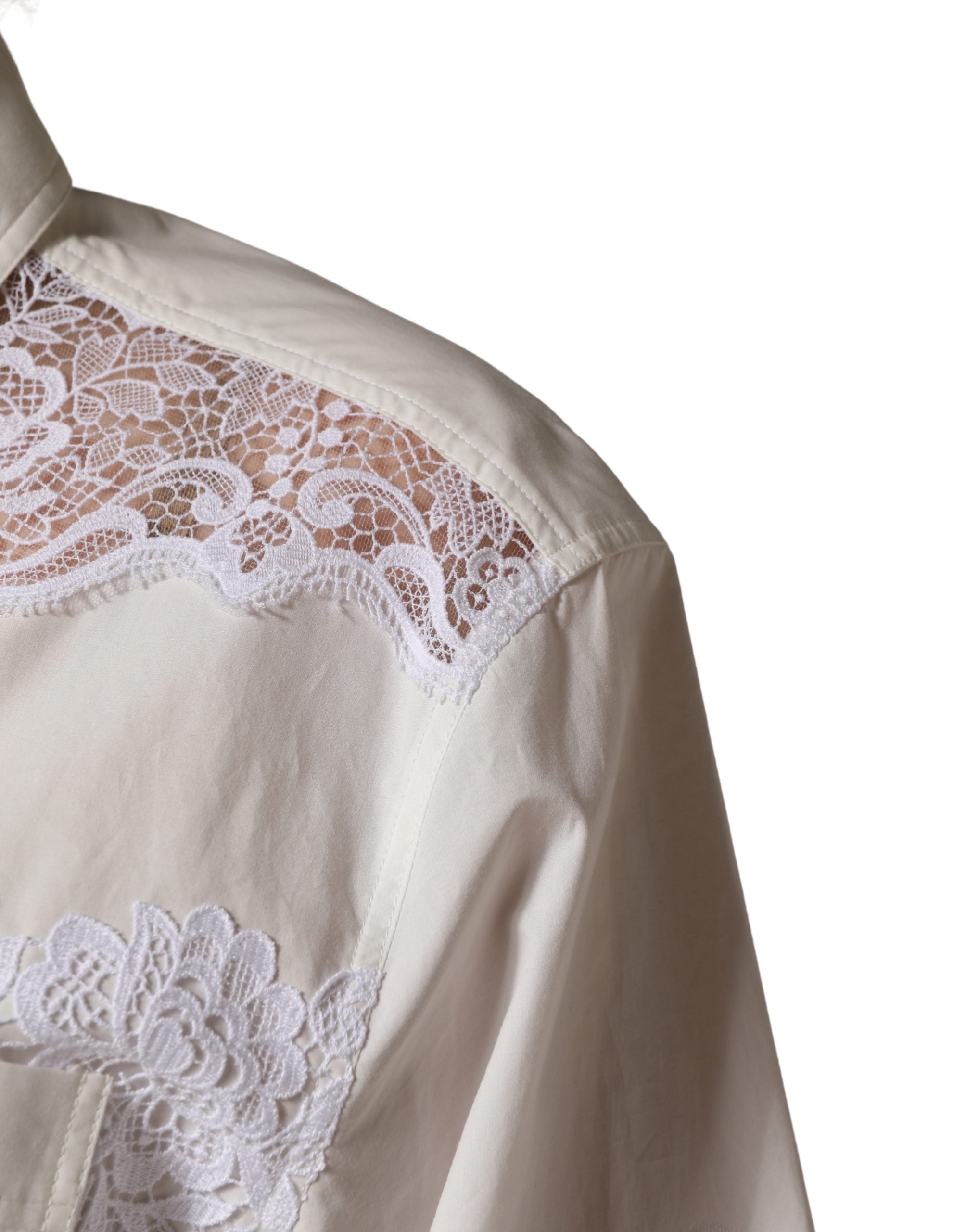 Dolce & Gabbana White Cotton Lace Trim Long Sleeves Jumpsuit Dolce & Gabbana