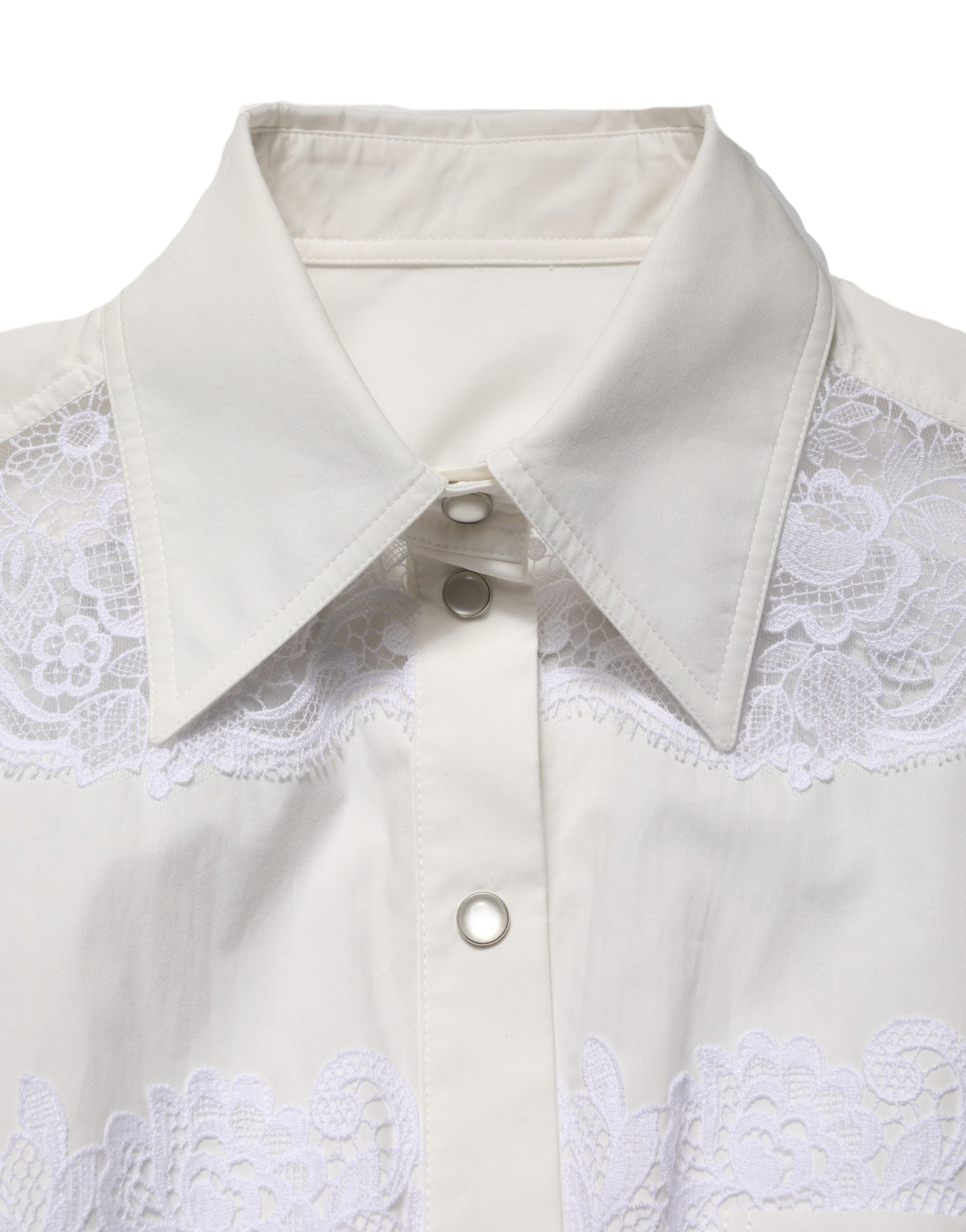 Dolce & Gabbana White Cotton Lace Trim Long Sleeves Jumpsuit Dolce & Gabbana