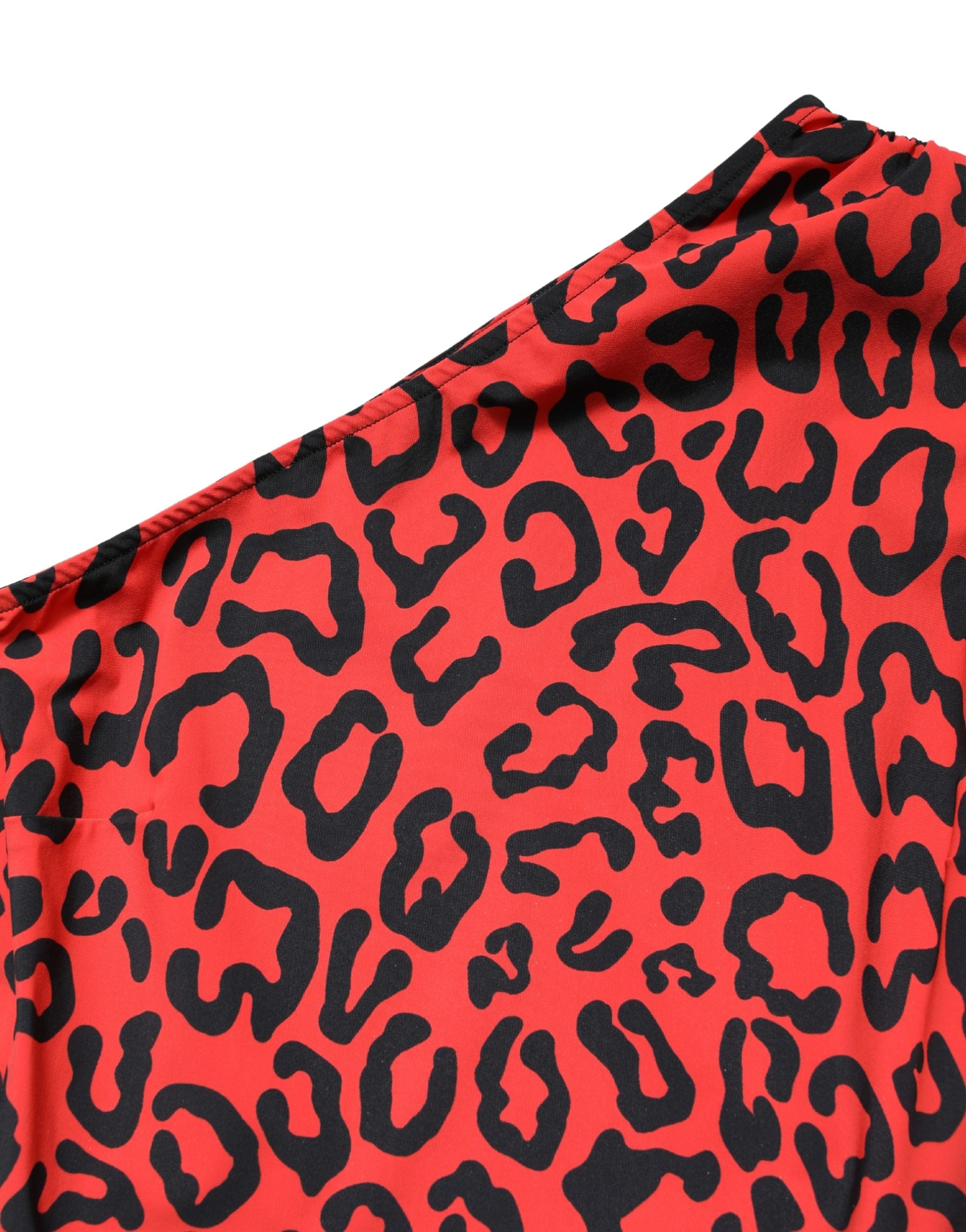 Dolce & Gabbana Black Red Nylon Leopard Pattern Jumpsuit Dolce & Gabbana