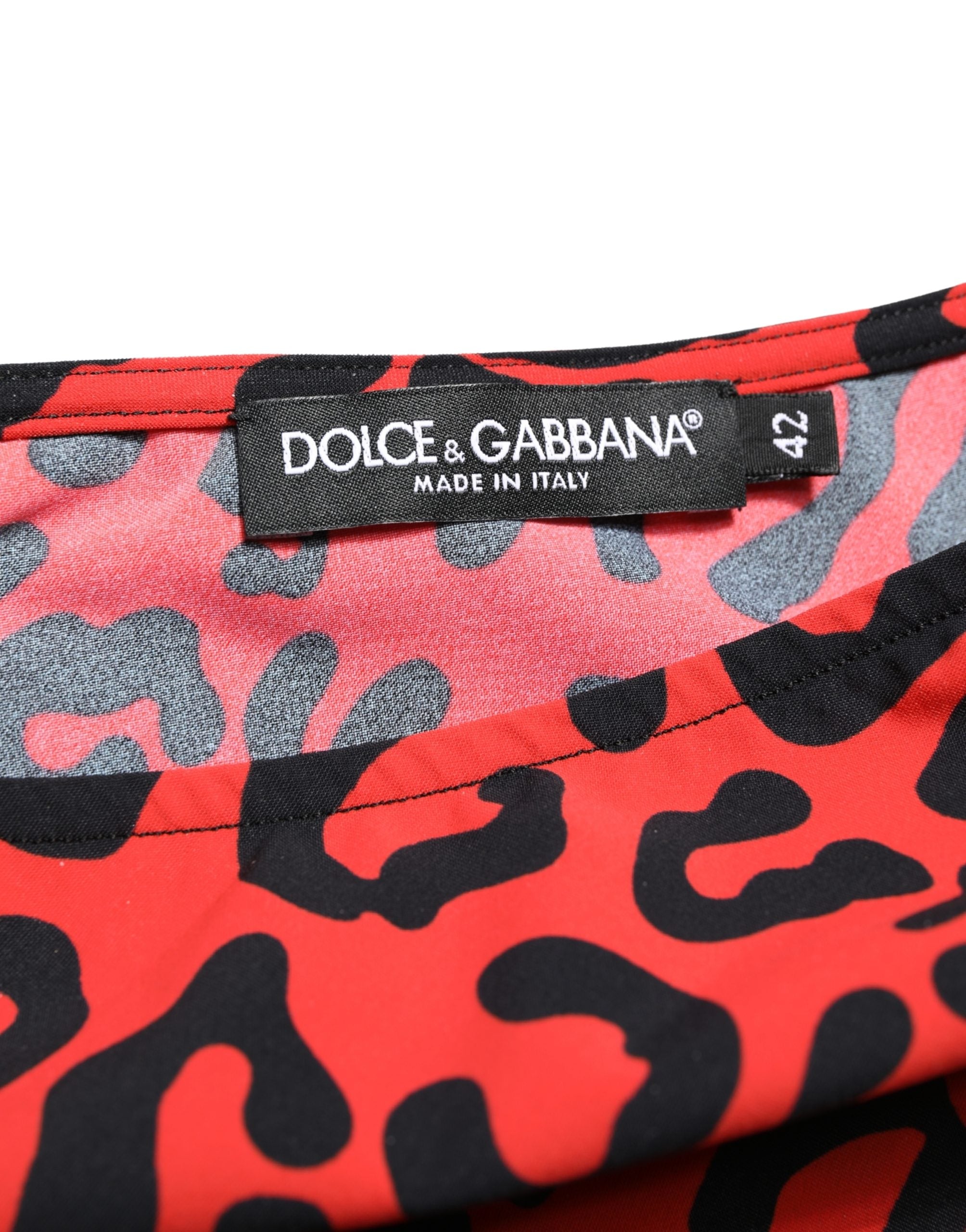 Dolce & Gabbana Black Red Nylon Leopard Pattern Jumpsuit Dolce & Gabbana