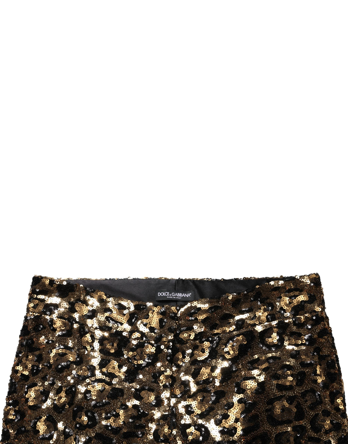 Dolce & Gabbana Gold Leopard Sequined Straight Trouser Pants