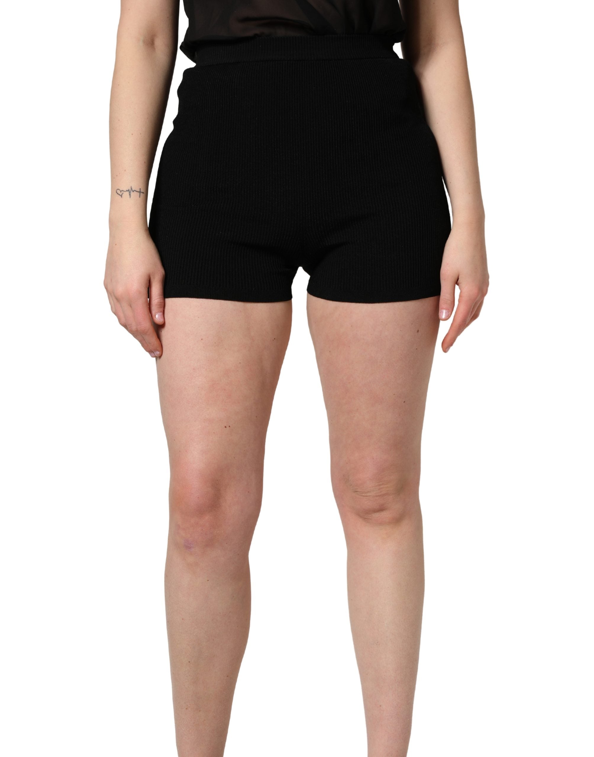 Dolce & Gabbana Black Viscose High Waisted Hot Pants Shorts Dolce & Gabbana