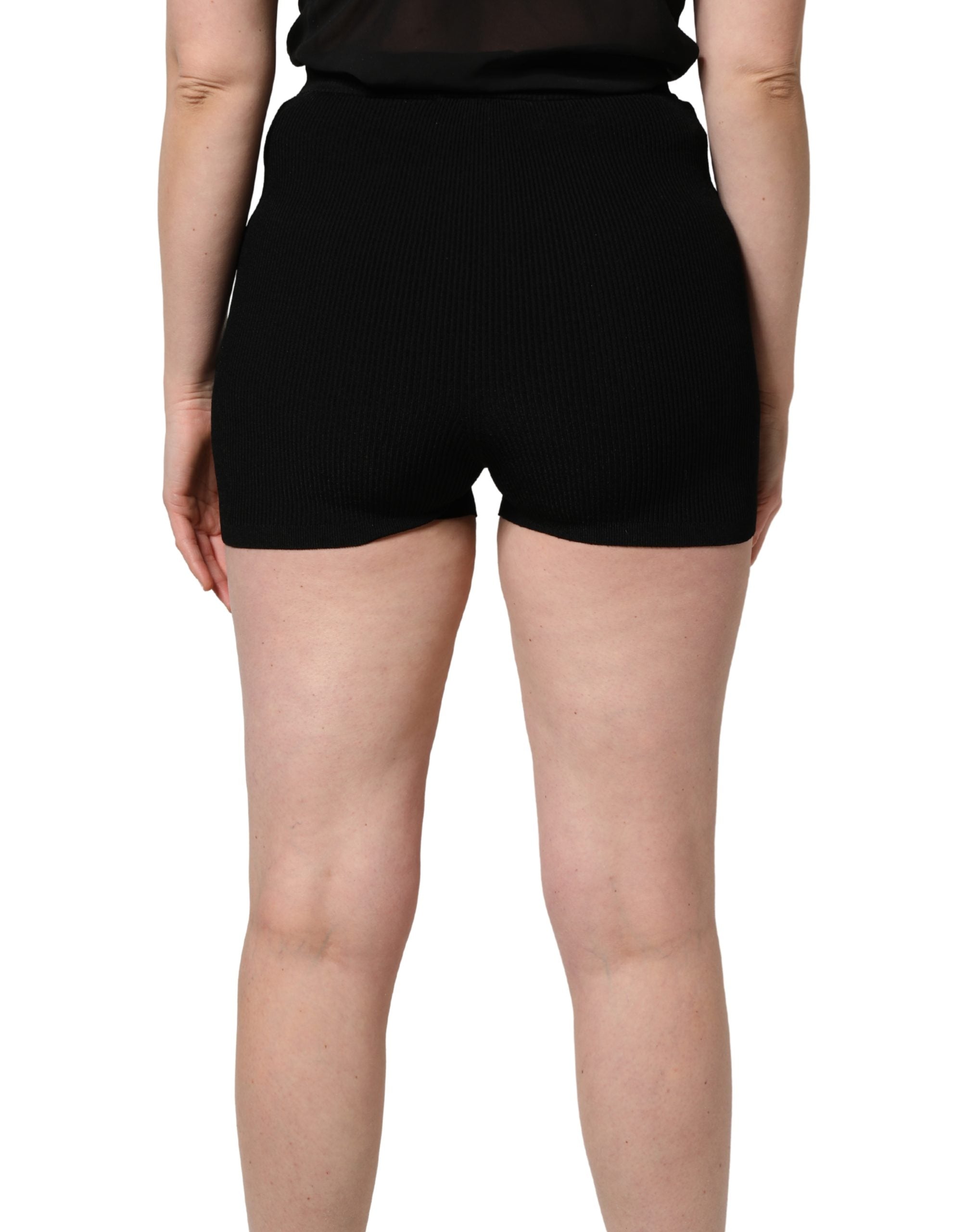 Dolce & Gabbana Black Viscose High Waisted Hot Pants Shorts Dolce & Gabbana