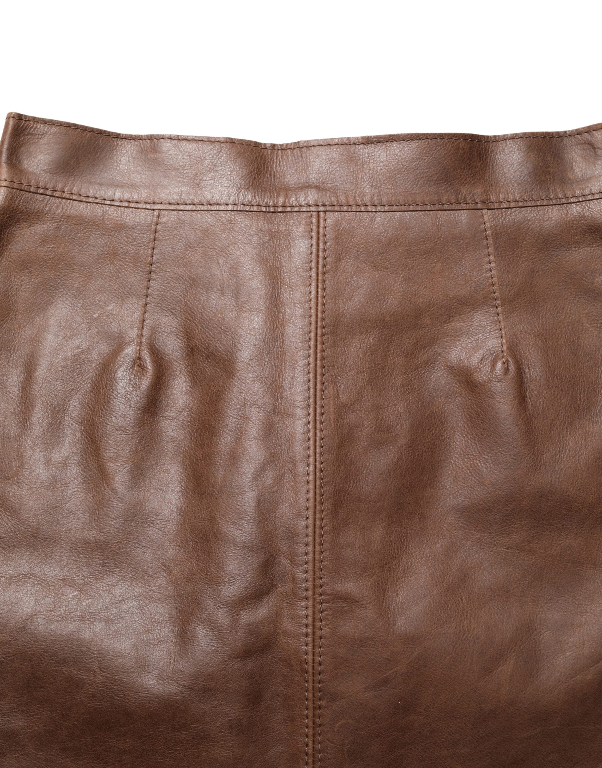 Dolce & Gabbana Brown Leather High Waist Bodycon Mini Skirt Dolce & Gabbana