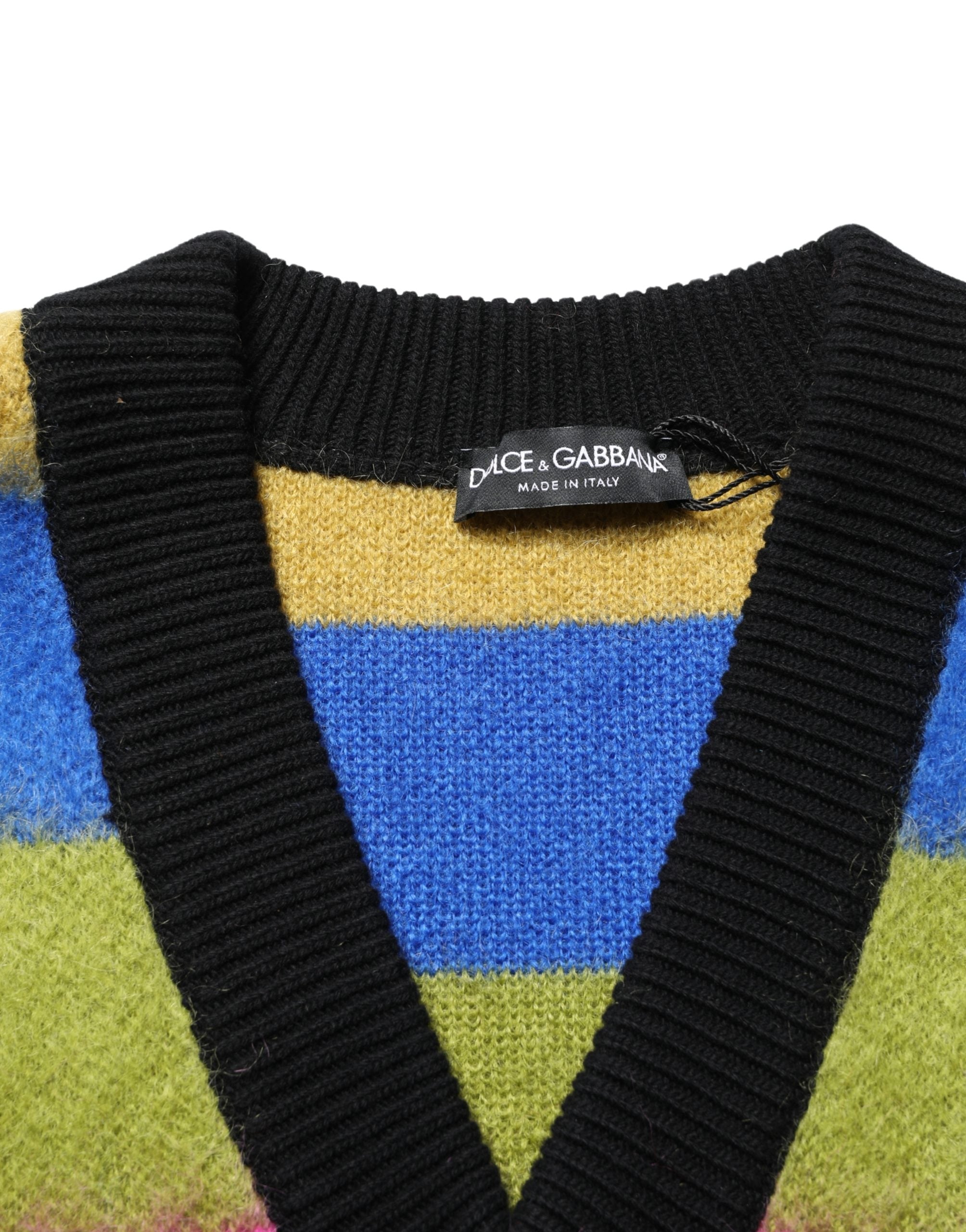 Dolce & Gabbana Multicolor Stripes V-neck Pullover Sweater Dolce & Gabbana