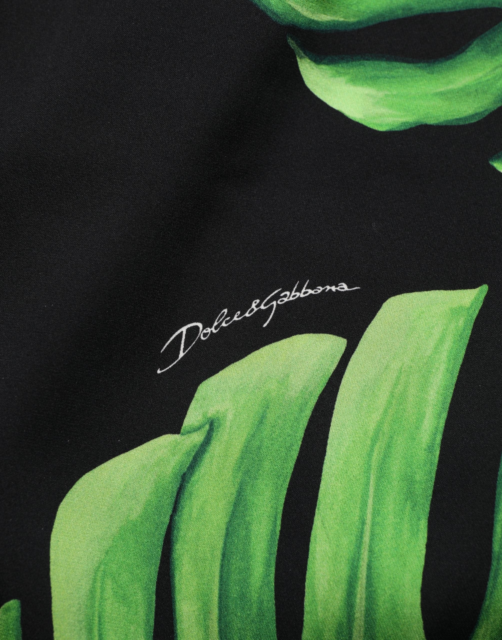 Dolce & Gabbana Black Philodendron Print Silk Blouse Top Dolce & Gabbana