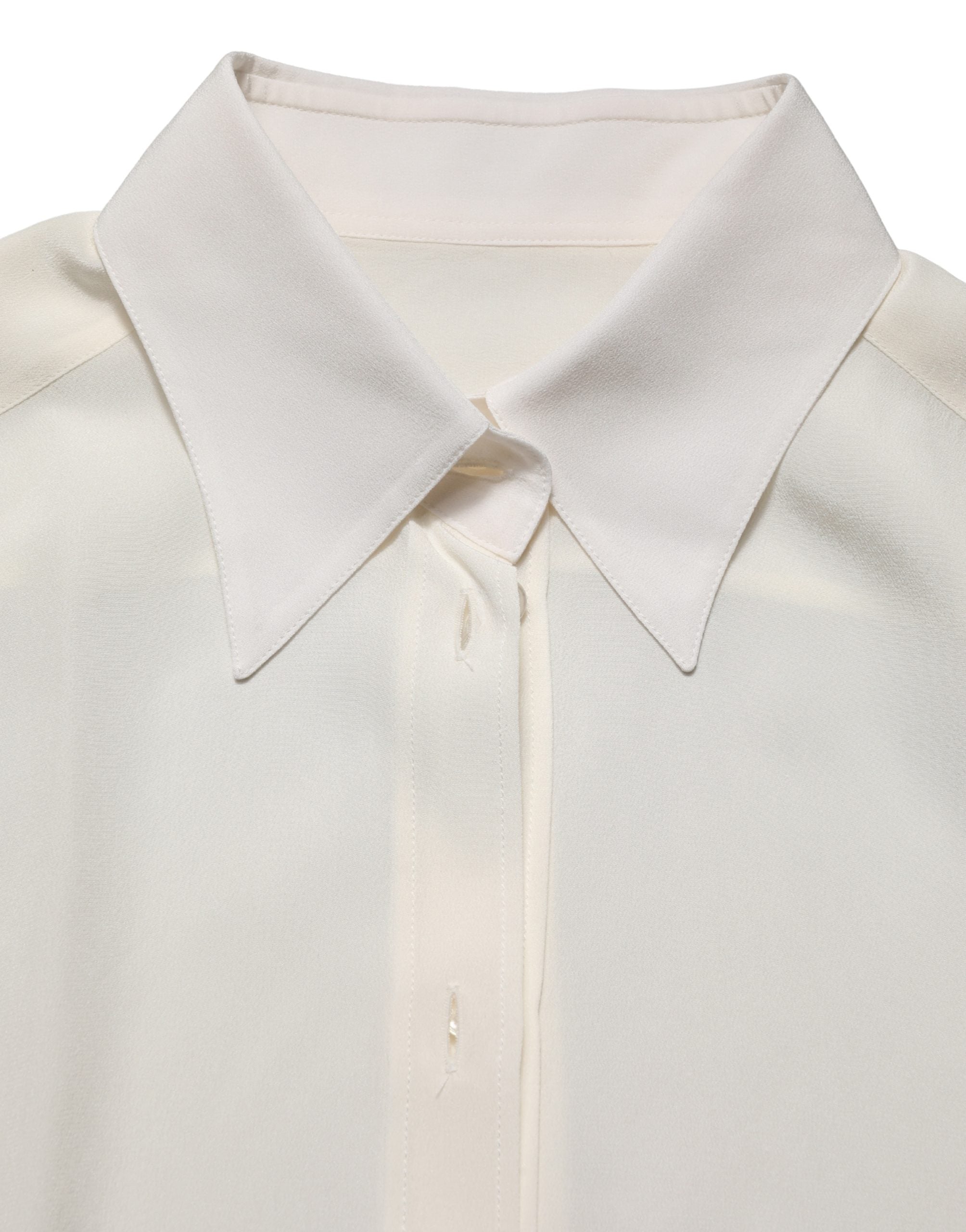 Dolce & Gabbana Off White Collared Long Sleeves Blouse Top Dolce & Gabbana