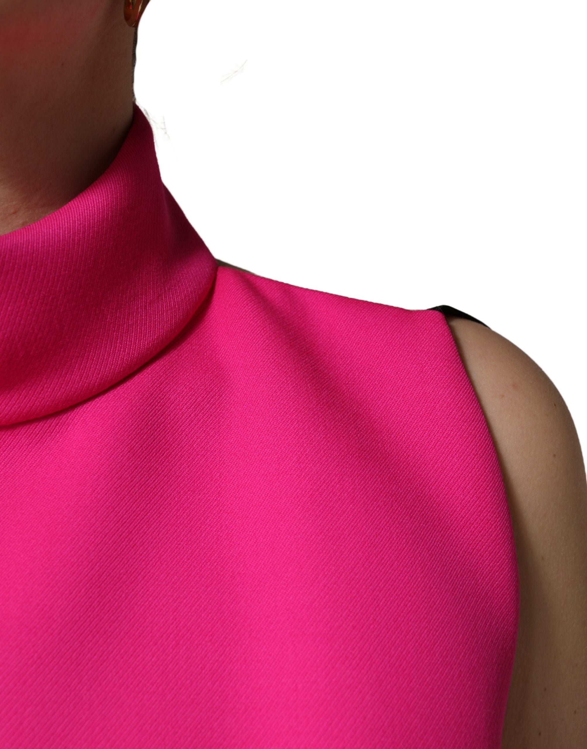 Dolce & Gabbana Hot Pink Wool Backless Sleeveless Tank Top Dolce & Gabbana