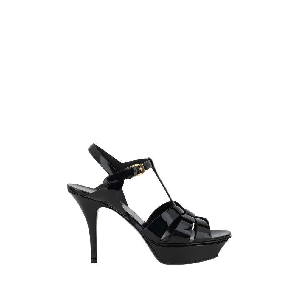 Saint Laurent Black Calf Leather Bos Taurus Stiletto Heel Sandals Saint Laurent