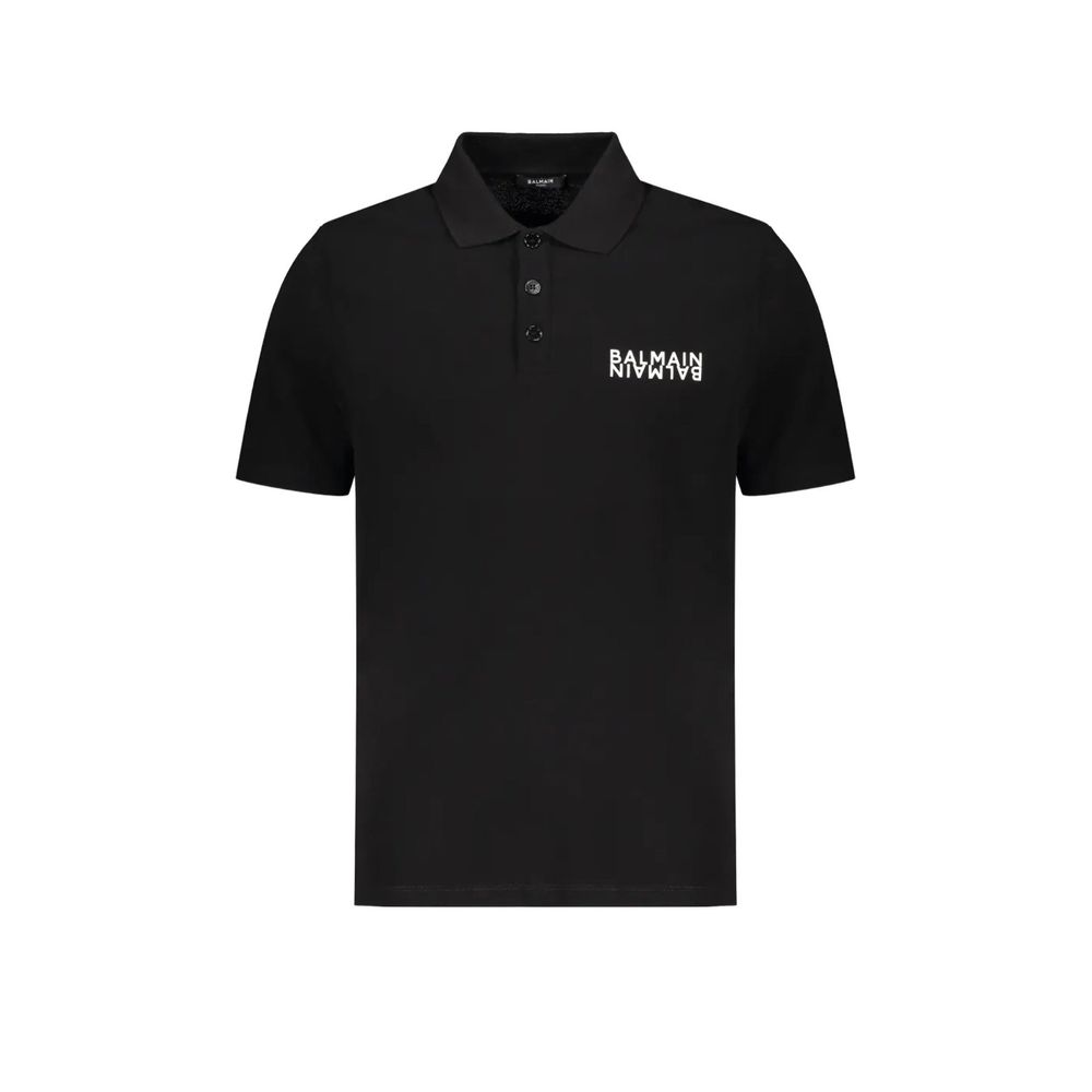 Balmain Black Cotton Polo Shirt Balmain