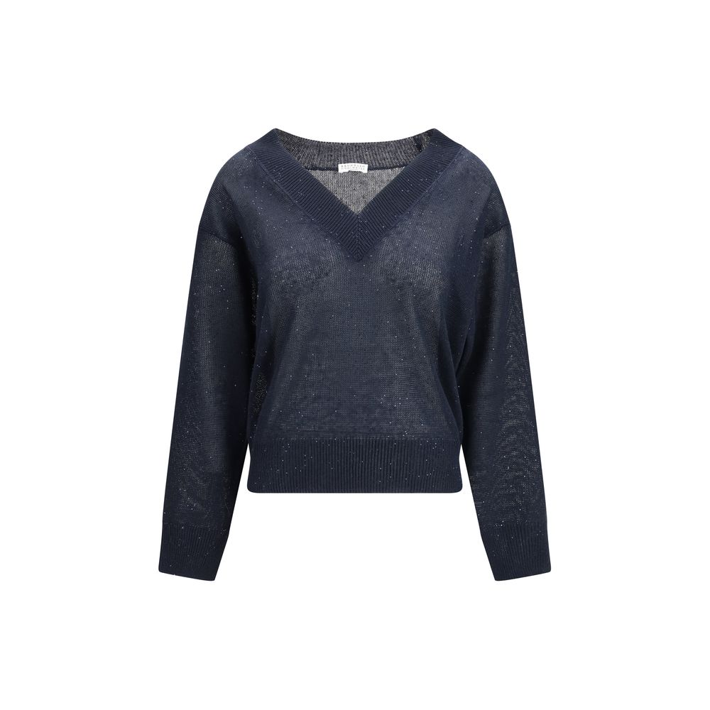 Brunello Cucinelli Blue Linen T-Shirt Brunello Cucinelli
