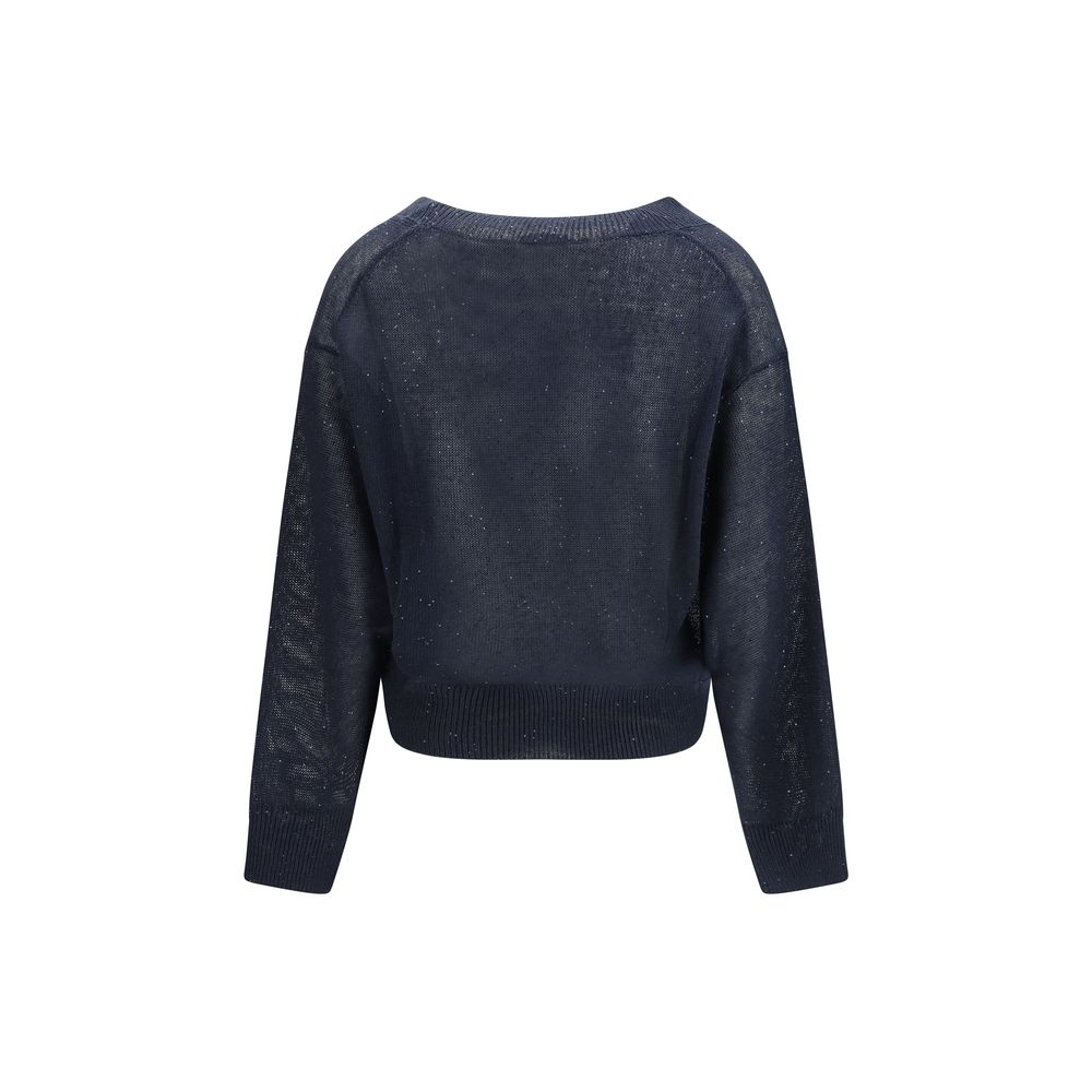 Brunello Cucinelli Blue Linen T-Shirt Brunello Cucinelli