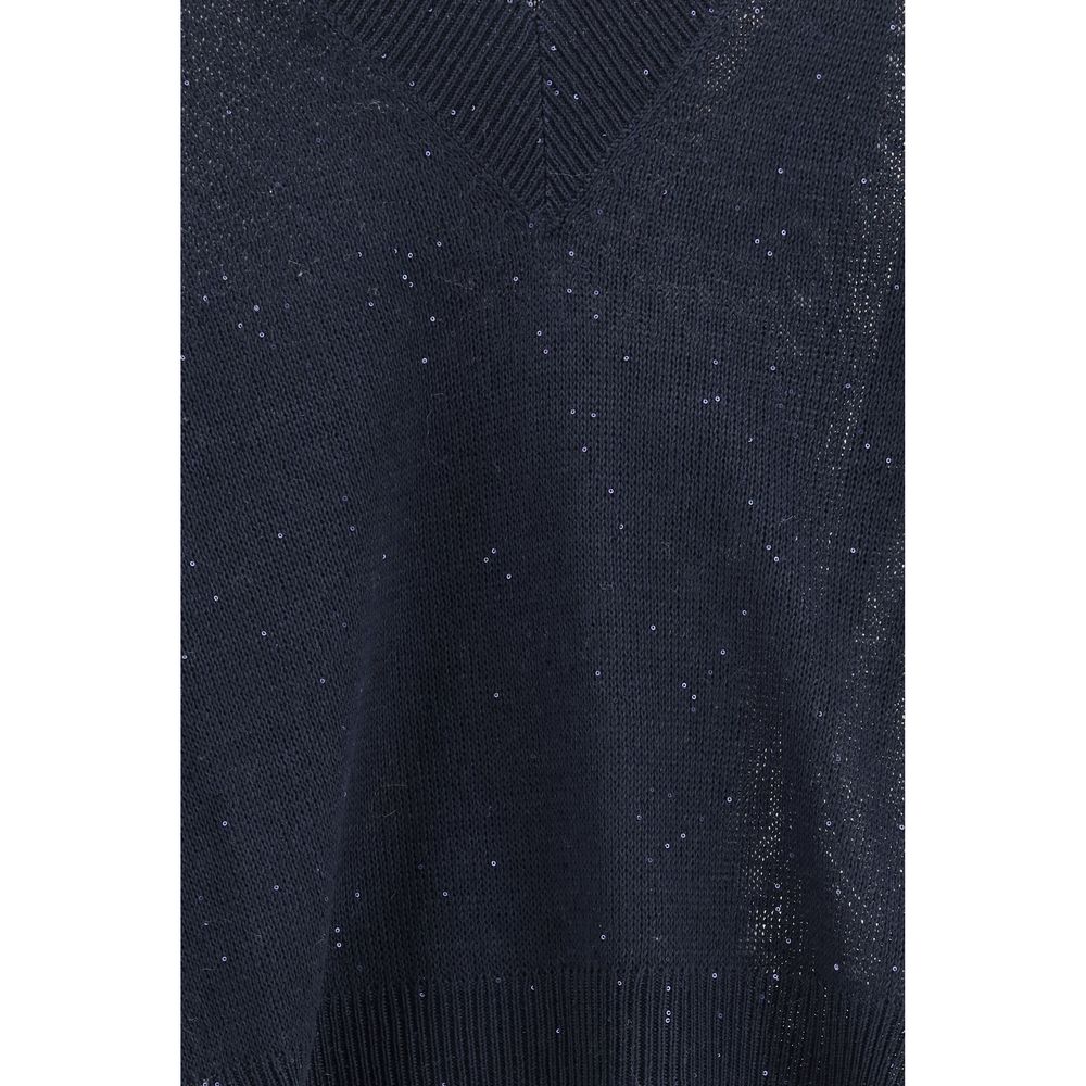 Brunello Cucinelli Blue Linen T-Shirt Brunello Cucinelli