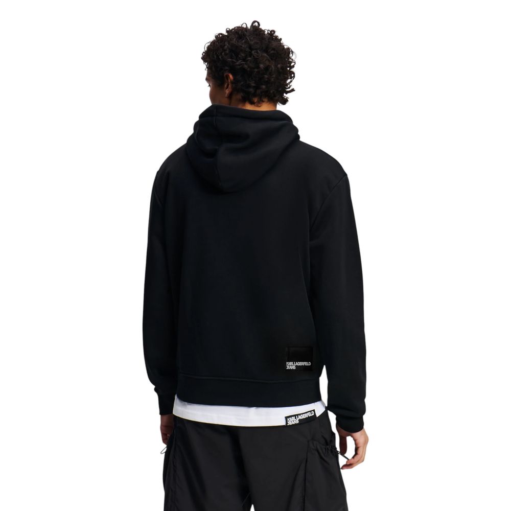 Karl Lagerfeld Black Cotton Hoodie Karl Lagerfeld