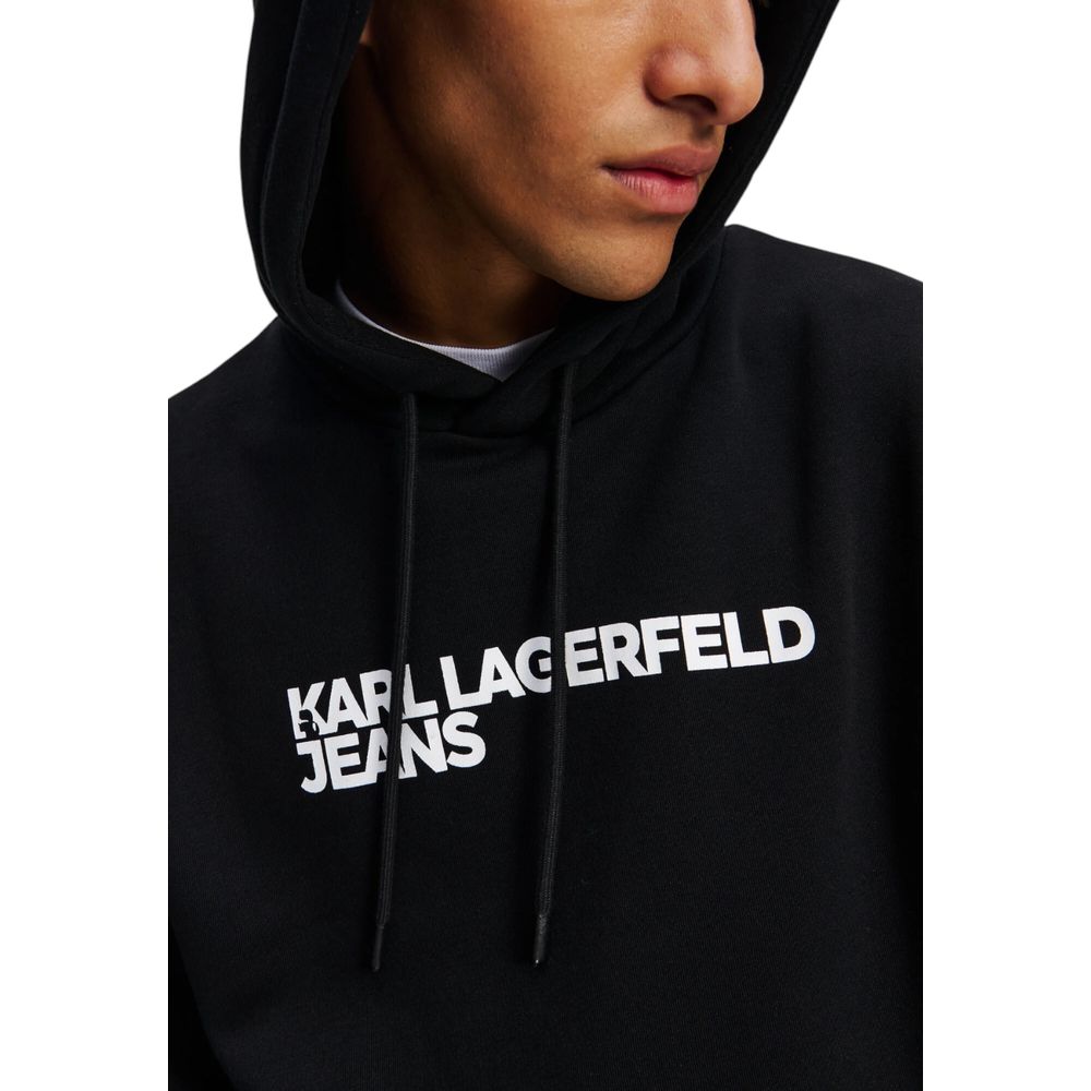 Karl Lagerfeld Black Cotton Hoodie Karl Lagerfeld
