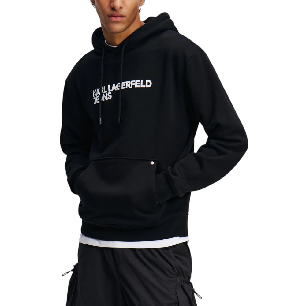 Karl Lagerfeld Black Cotton Hoodie Karl Lagerfeld