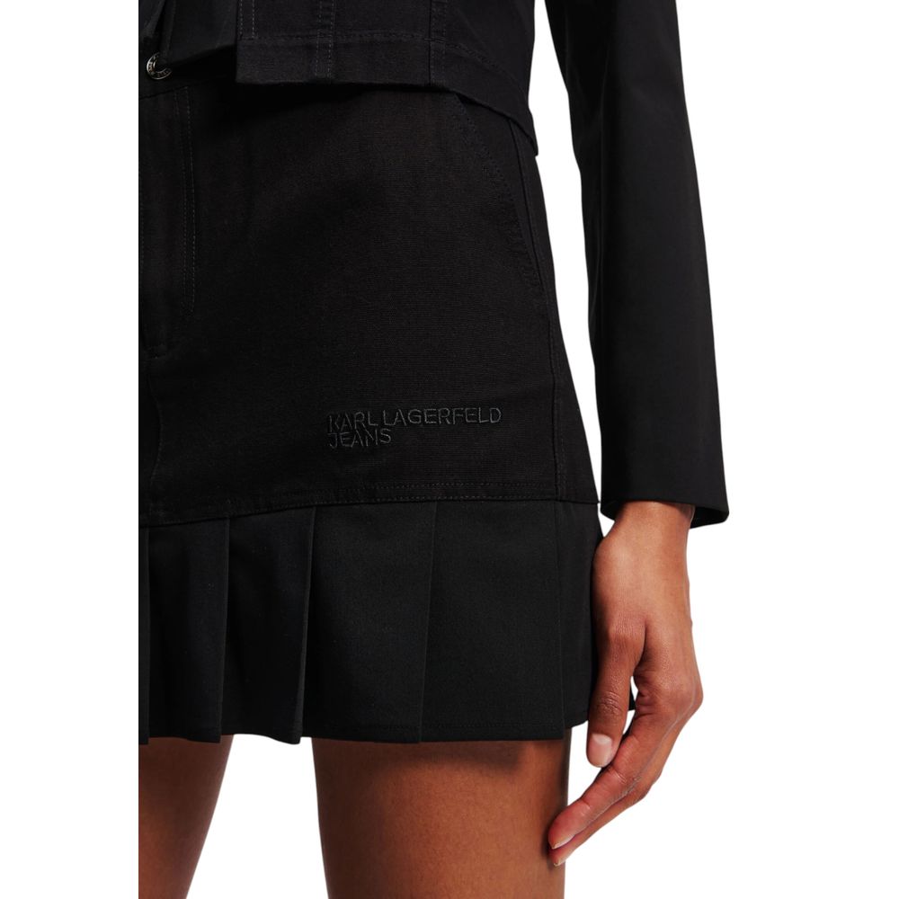 Karl Lagerfeld Black Cotton Mini Skirt Karl Lagerfeld