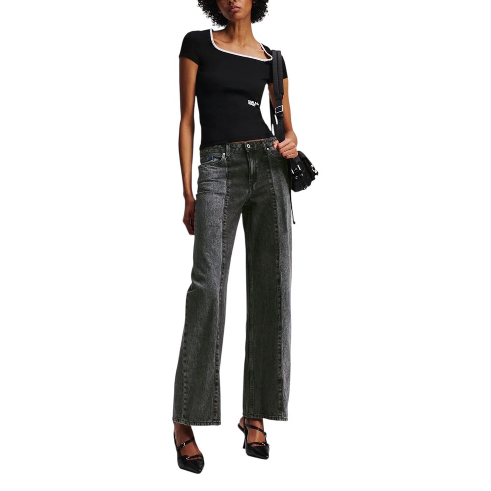 Karl Lagerfeld Black Cotton Relaxed Fit Jeans Karl Lagerfeld