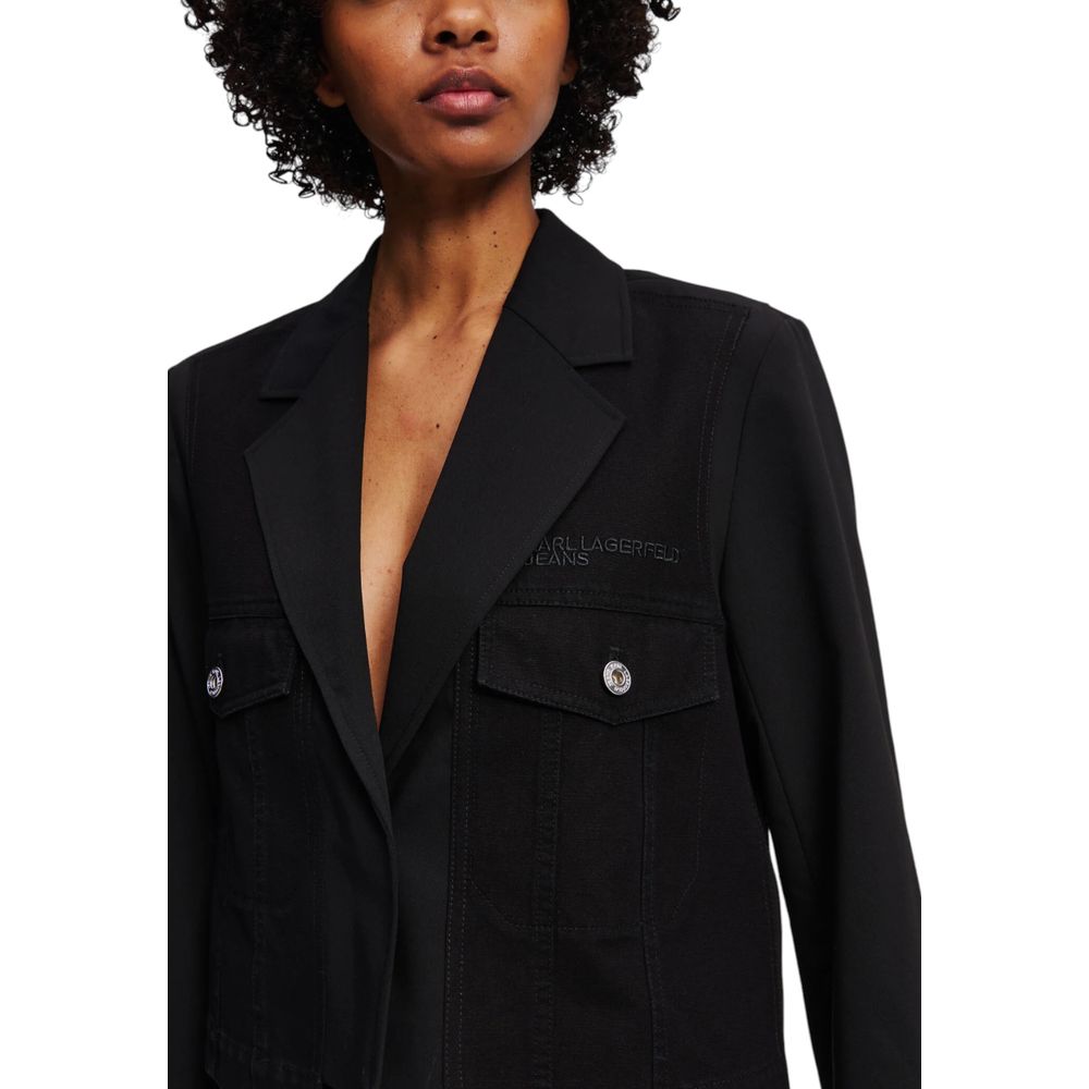 Karl Lagerfeld Black Polyester Blazer Karl Lagerfeld
